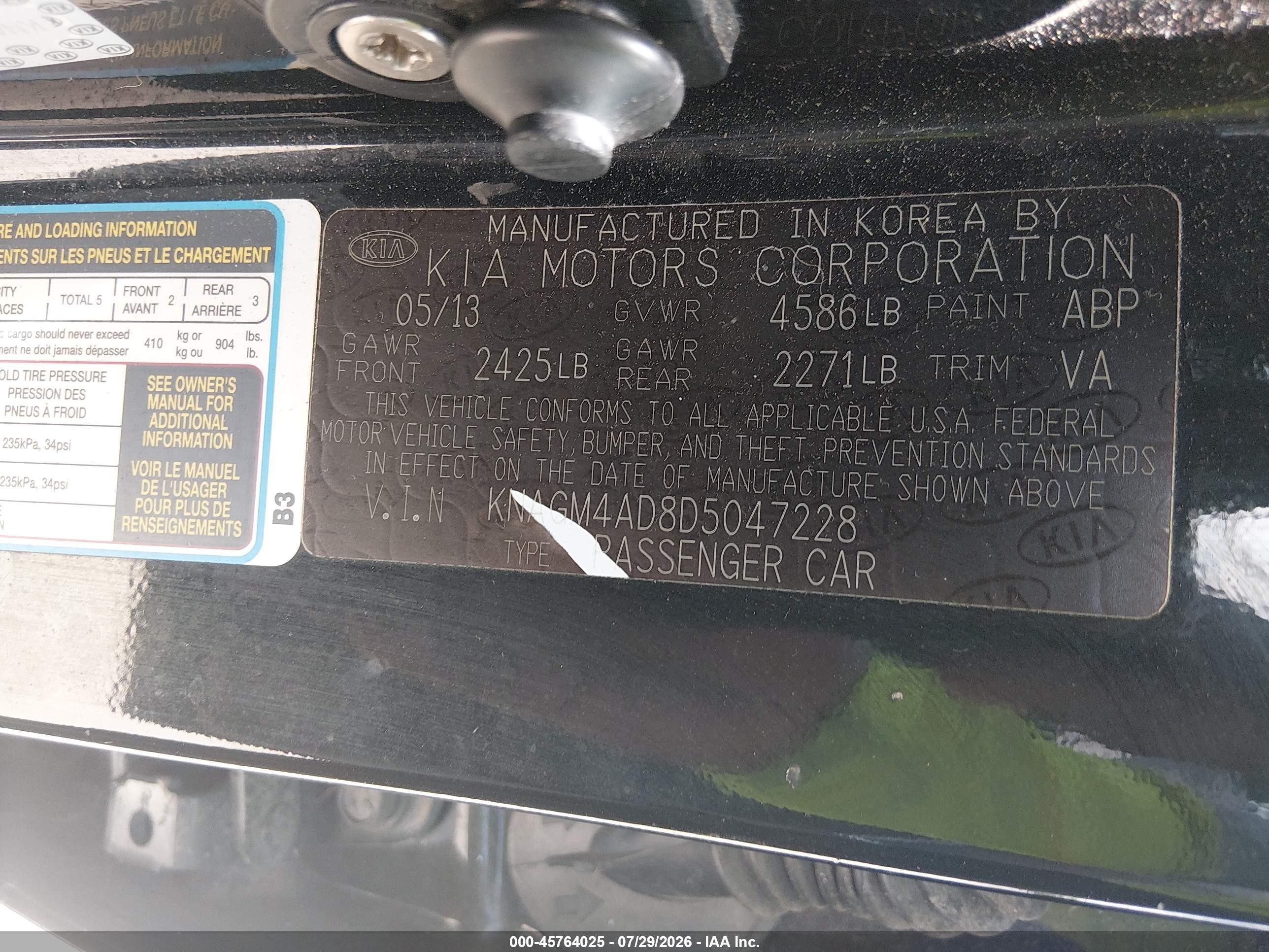 2013 Kia Optima Hybrid Lx Black vin: KNAGM4AD8D5047228