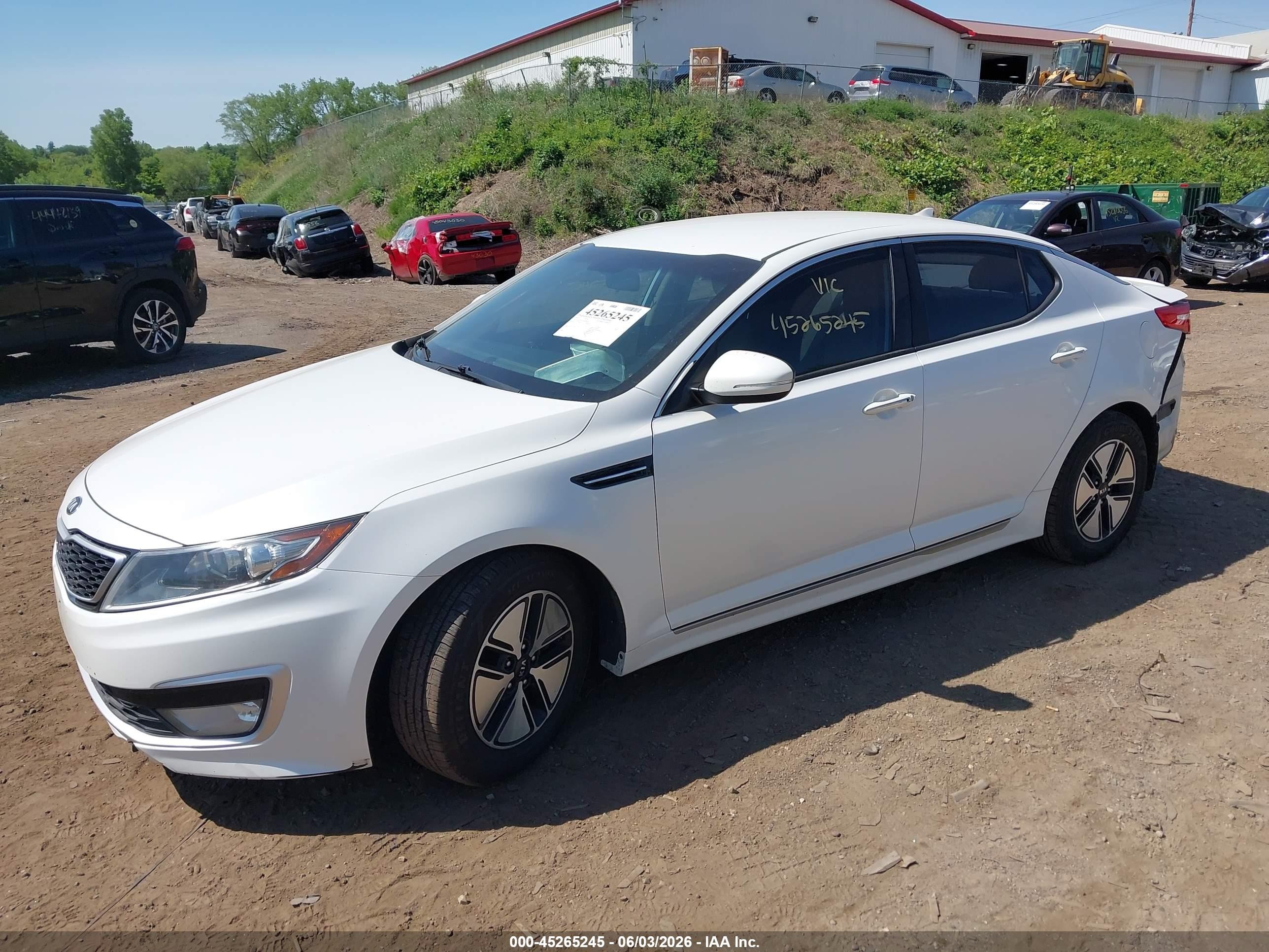 2013 Kia Optima Hybrid Lx White vin: KNAGM4ADXD5046310