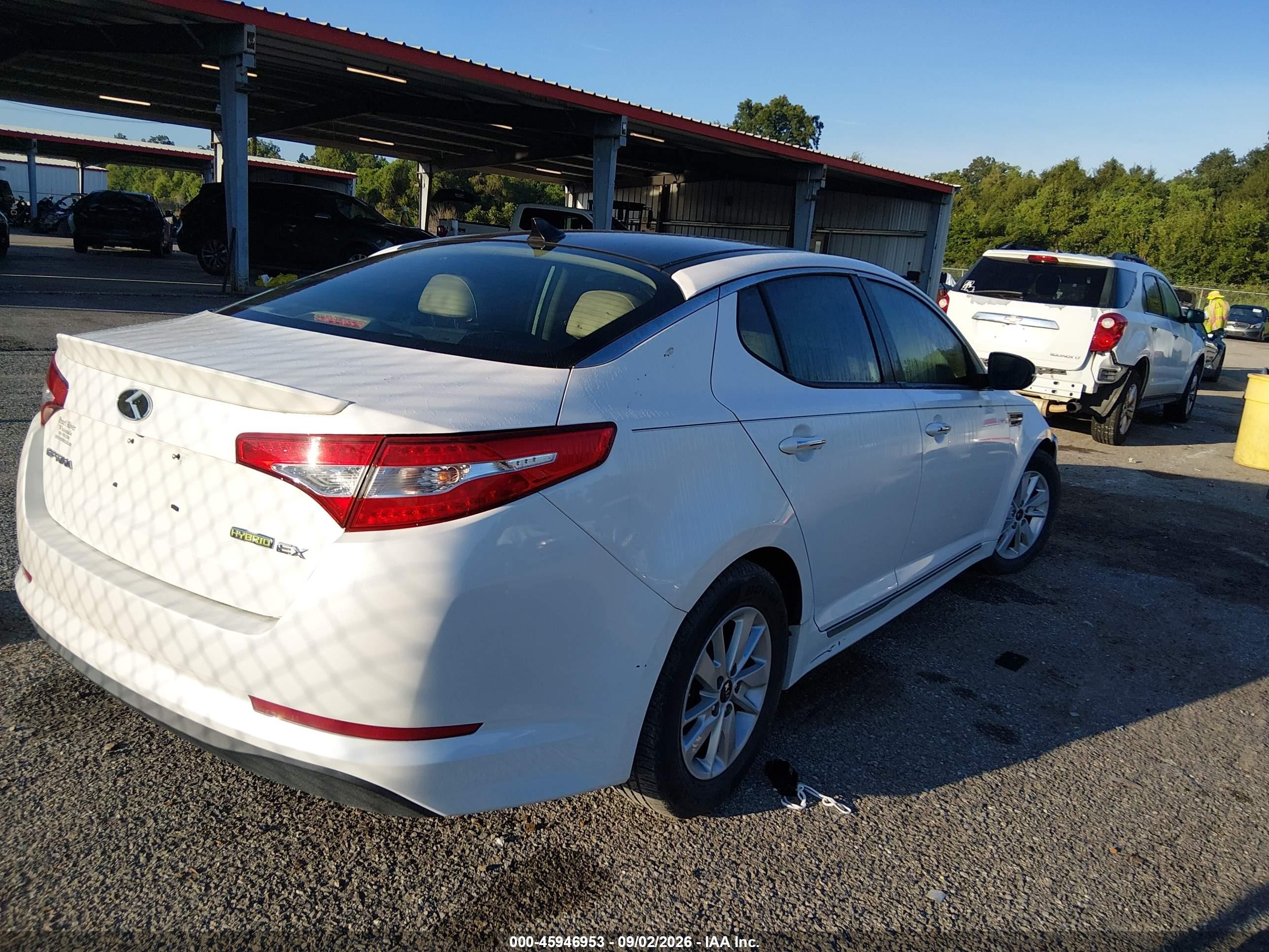 2013 Kia Optima Hybrid Ex White vin: KNAGM4ADXD5049630