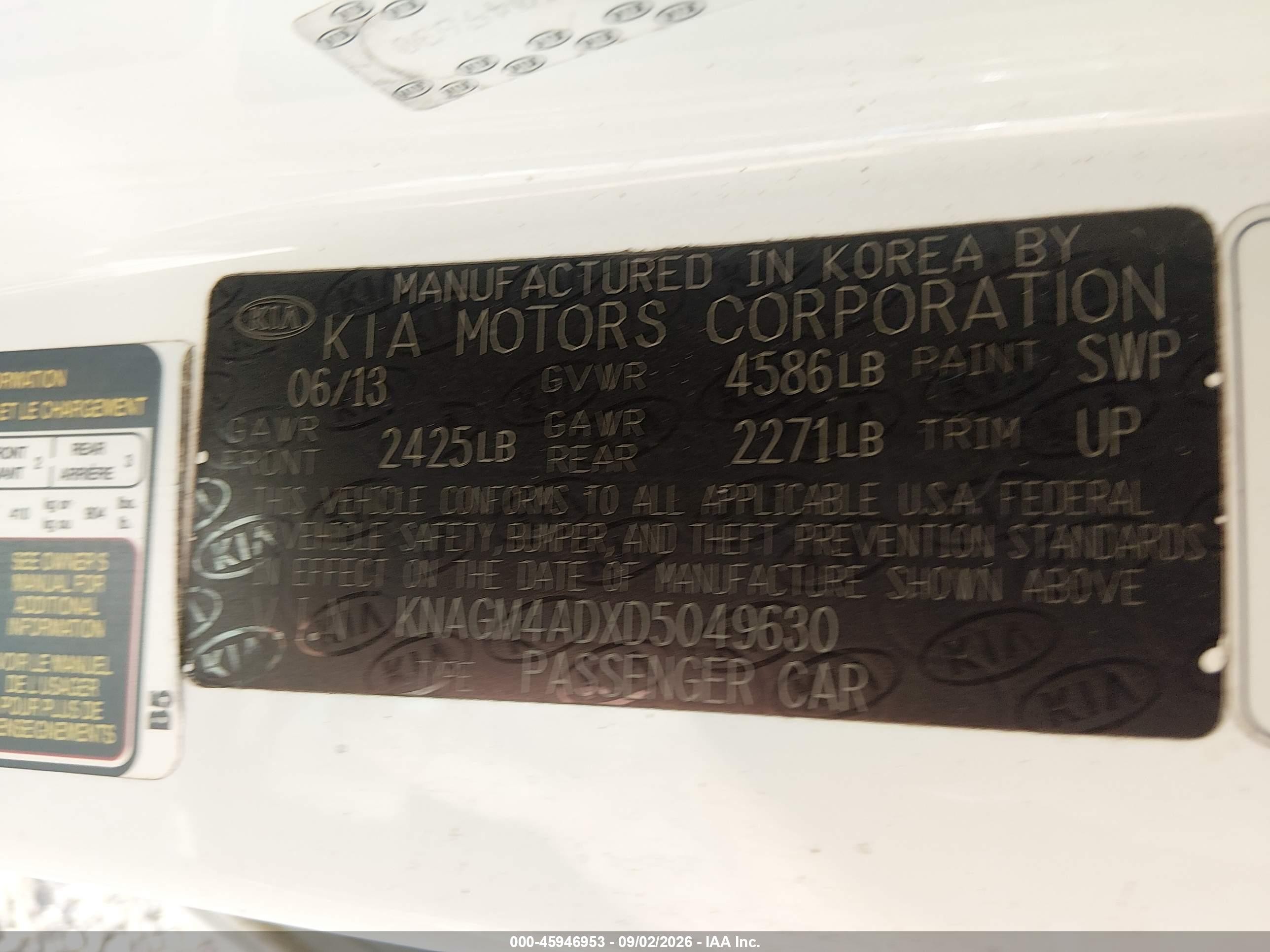 2013 Kia Optima Hybrid Ex White vin: KNAGM4ADXD5049630