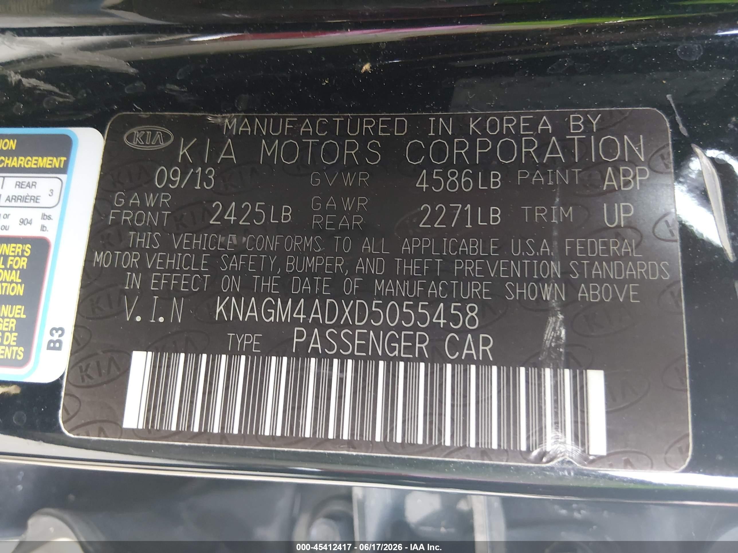 2013 Kia Optima Hybrid Lx Black vin: KNAGM4ADXD5055458