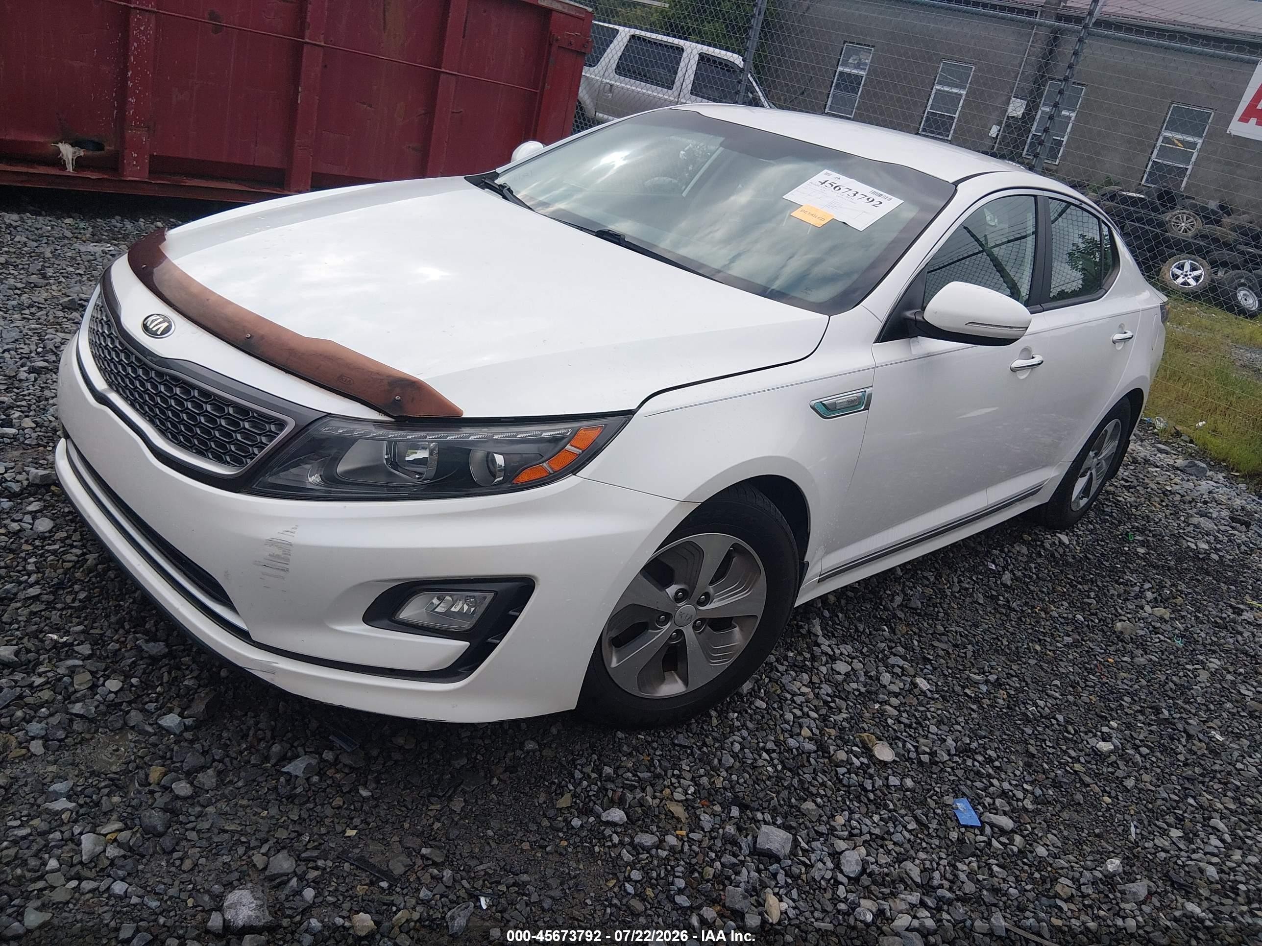 2015 Kia Optima Hybrid   Белый vin: KNAGM4ADXF5089595