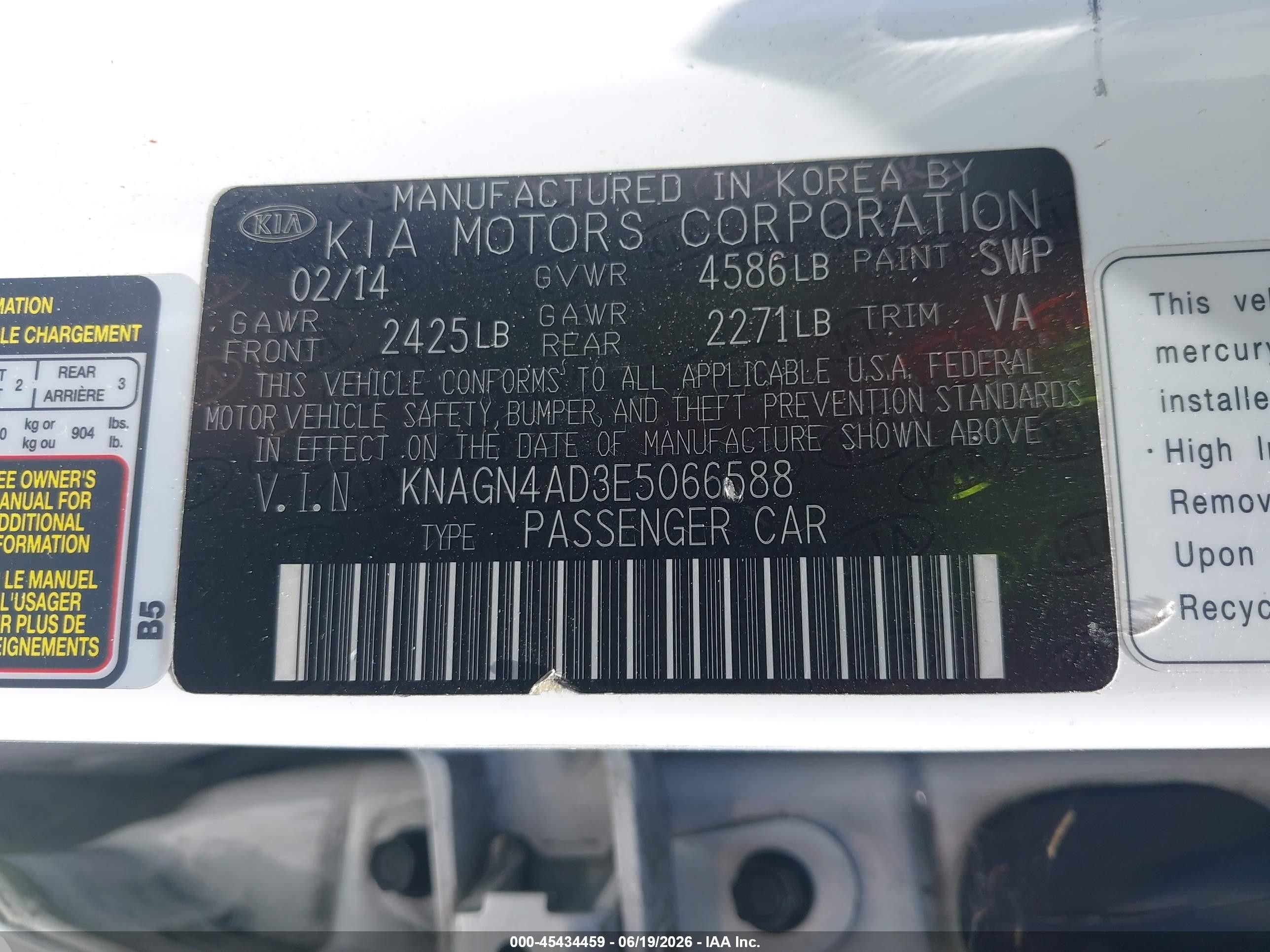 2014 Kia Optima Hybrid Ex White vin: KNAGN4AD3E5066588