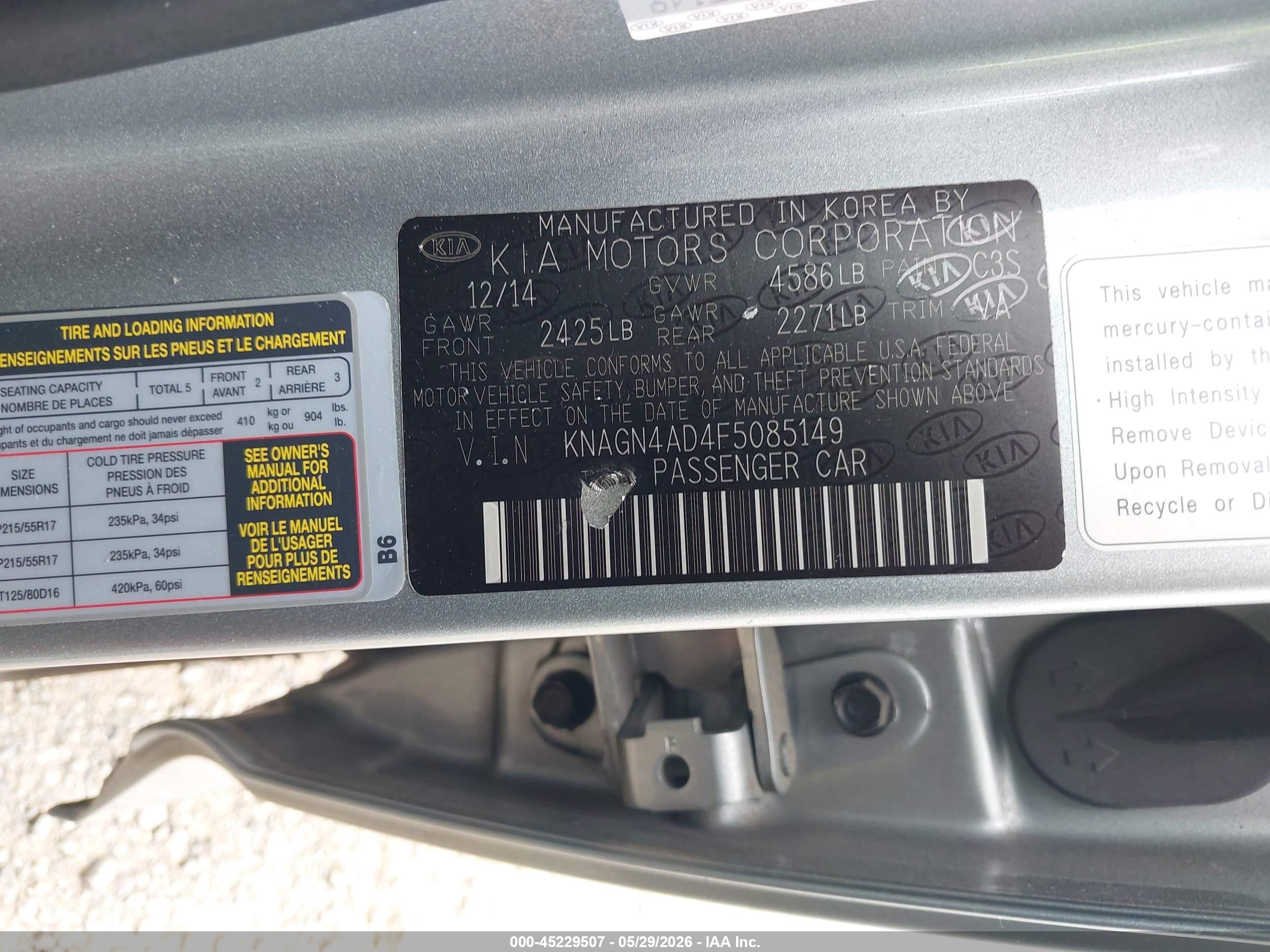 2015 Kia Optima Hybrid Ex Silver vin: KNAGN4AD4F5085149