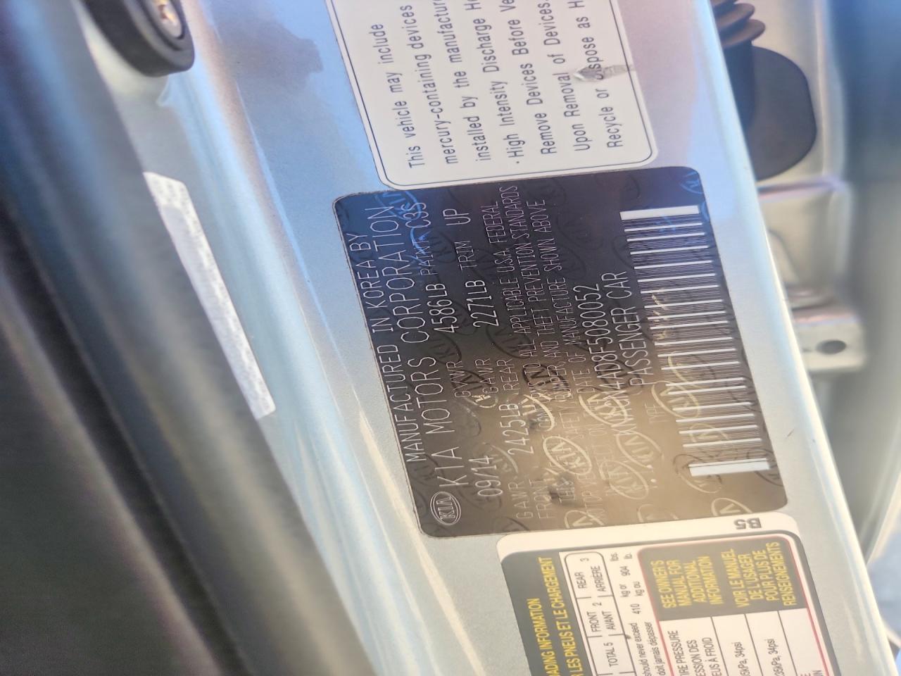 2015 Kia Optima Hybrid Silver vin: KNAGN4AD8F5080052
