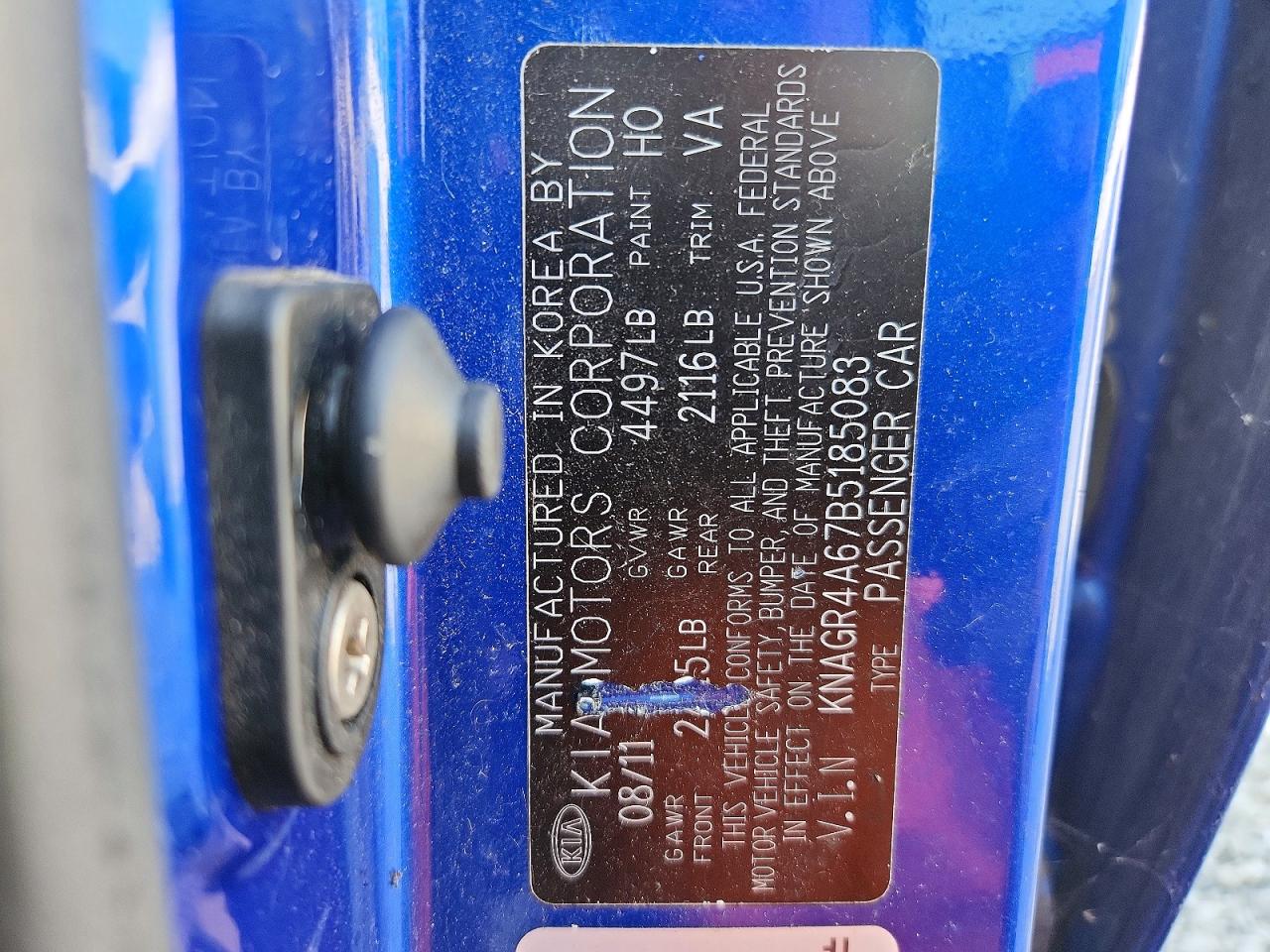 2011 Kia Optima Sx Blue vin: KNAGR4A67B5185083