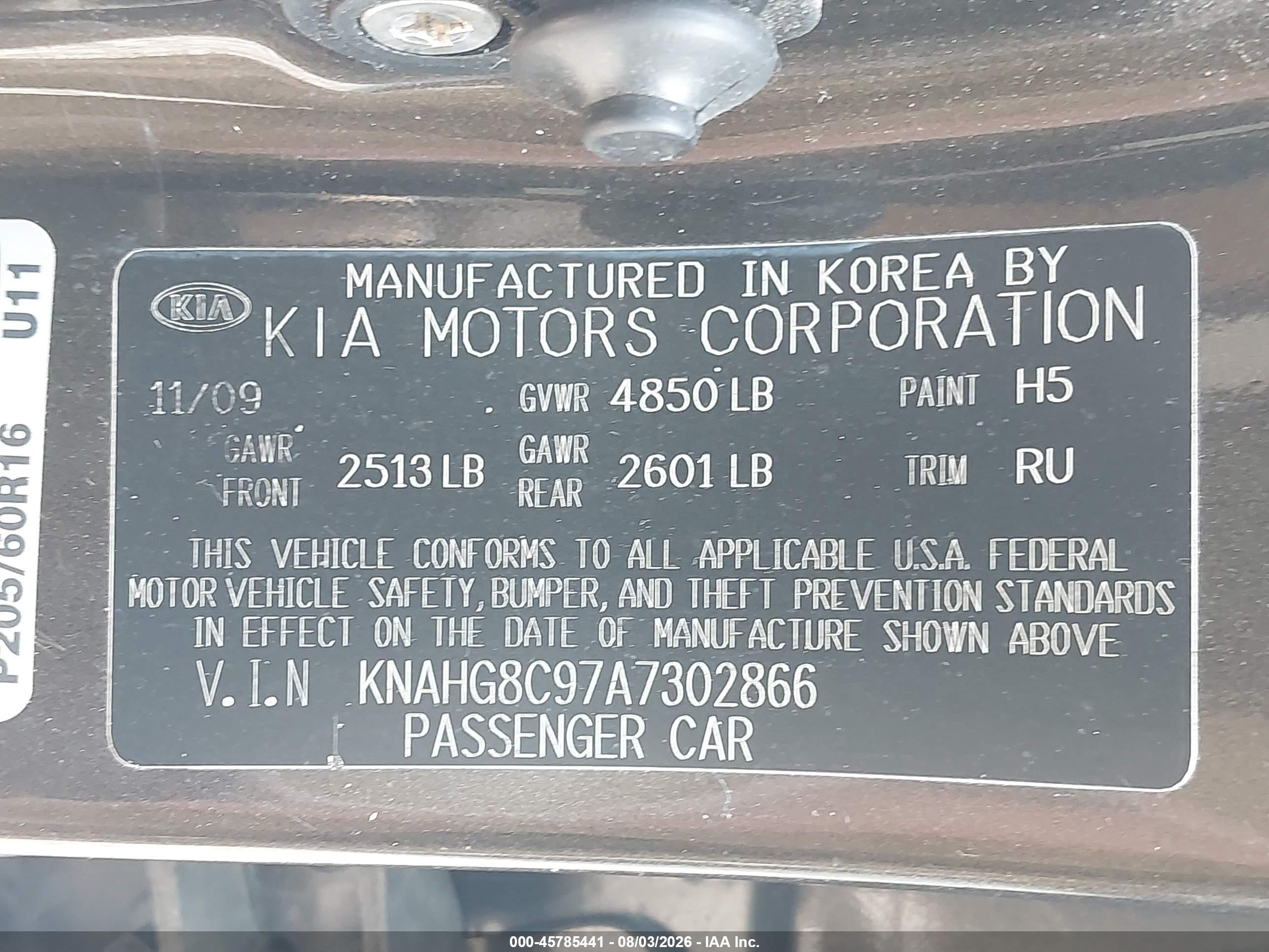 2010 Kia Rondo Lx Brown vin: KNAHG8C97A7302866