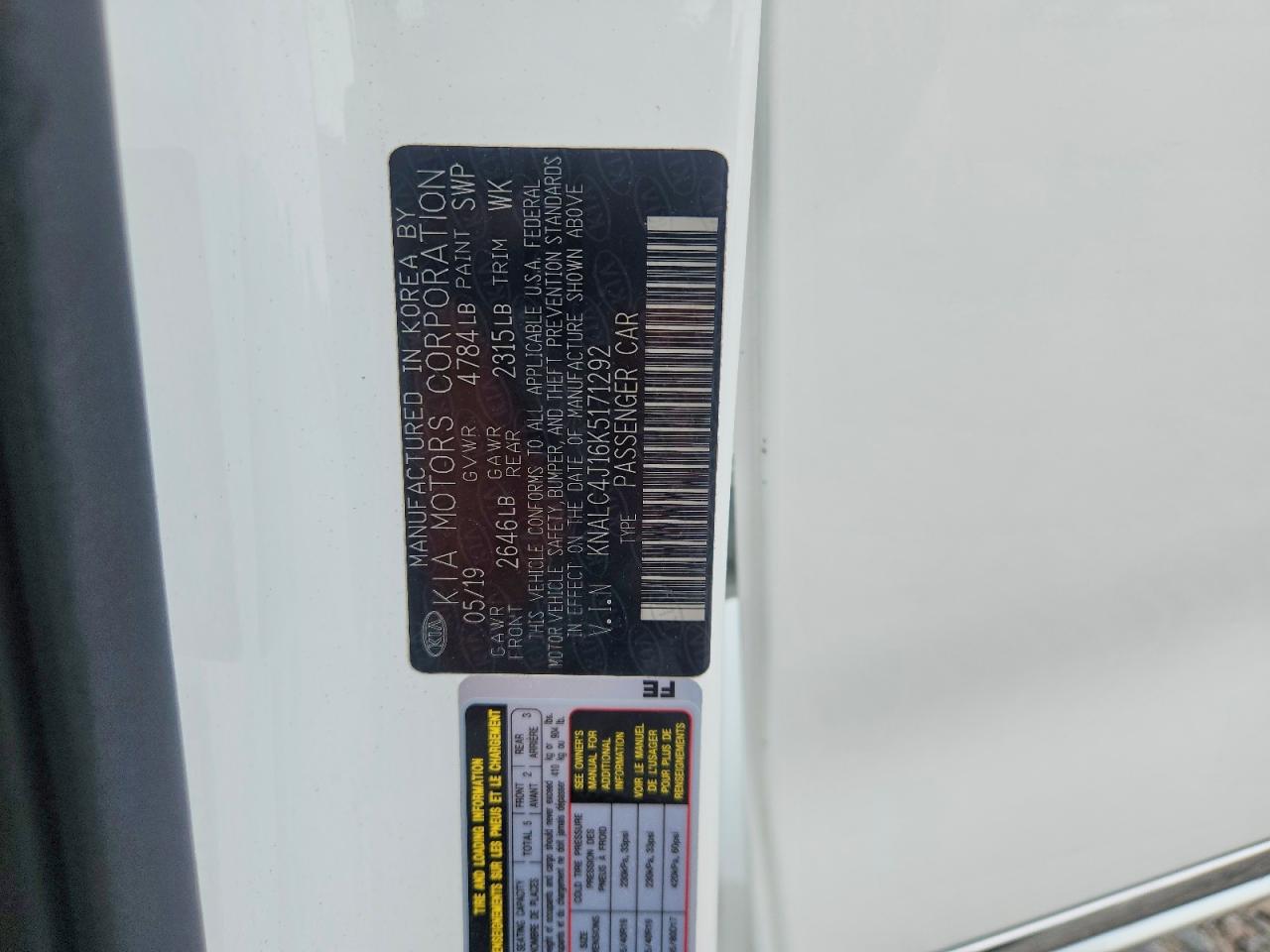 2019 Kia Cadenza Technology White vin: KNALC4J16K5171292