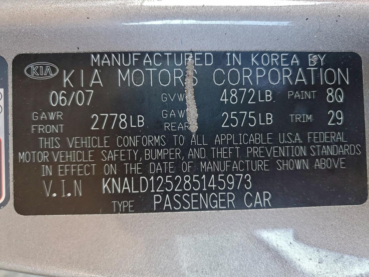 2008 Kia Amanti Tan vin: KNALD125285145973