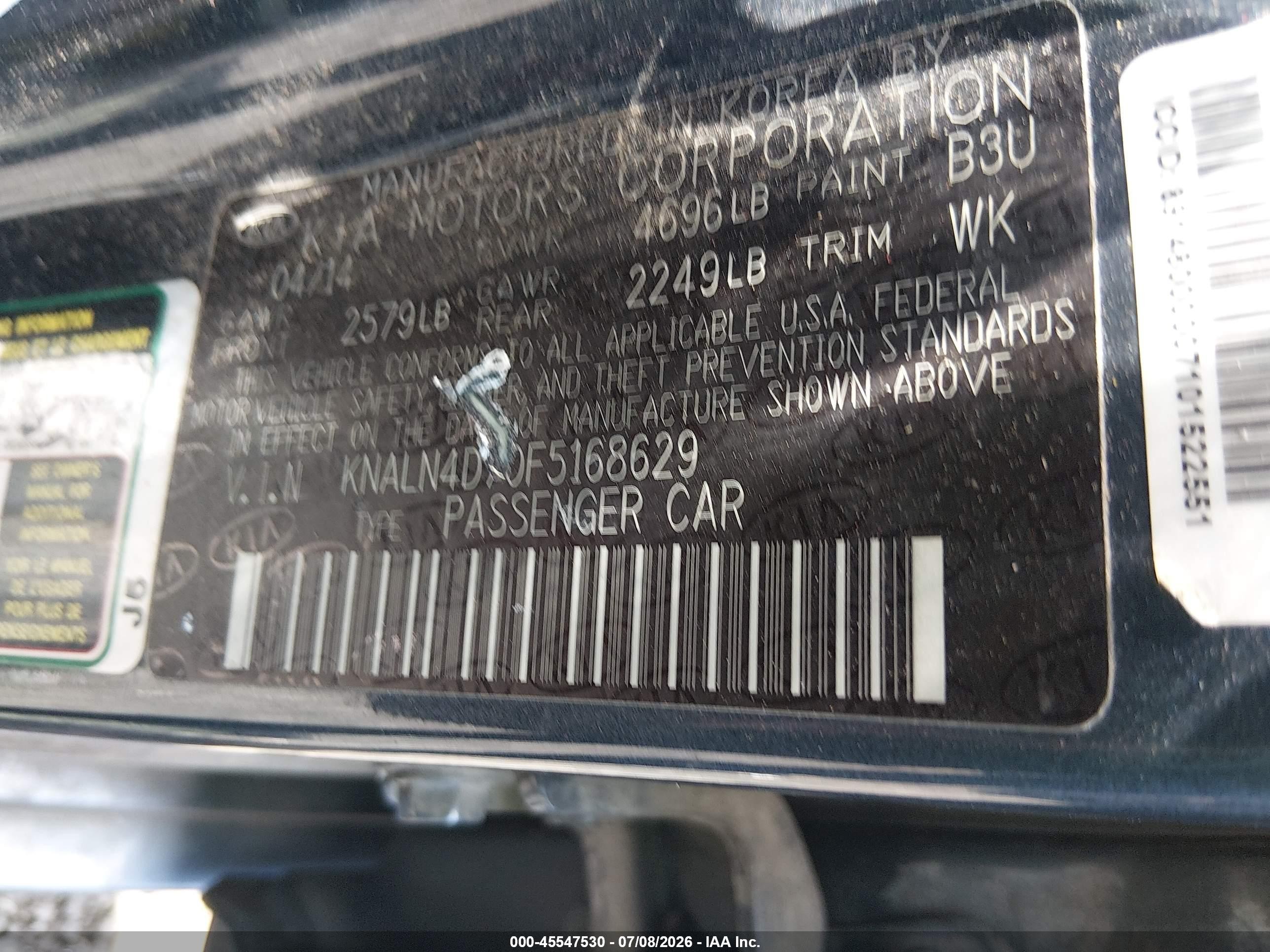 2015 Kia Cadenza Premium Gray vin: KNALN4D70F5168629