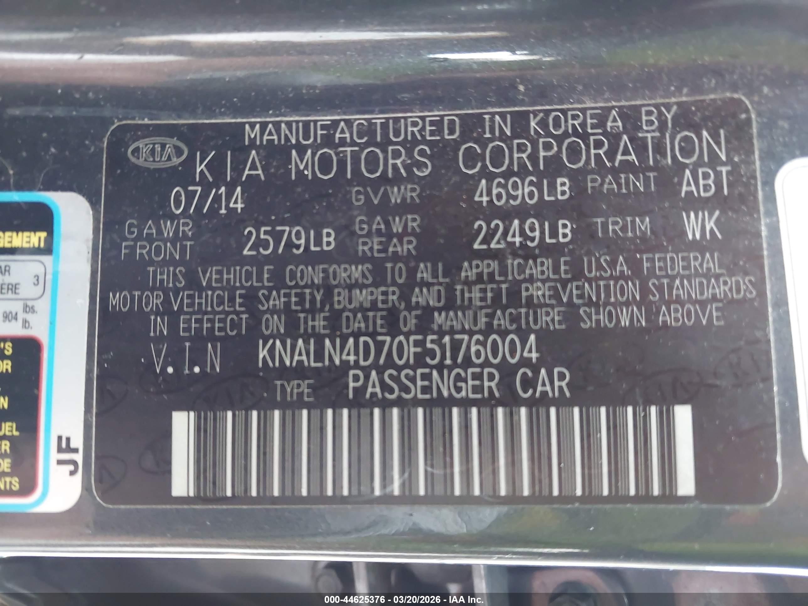 2015 Kia Cadenza Premium Gray vin: KNALN4D70F5176004