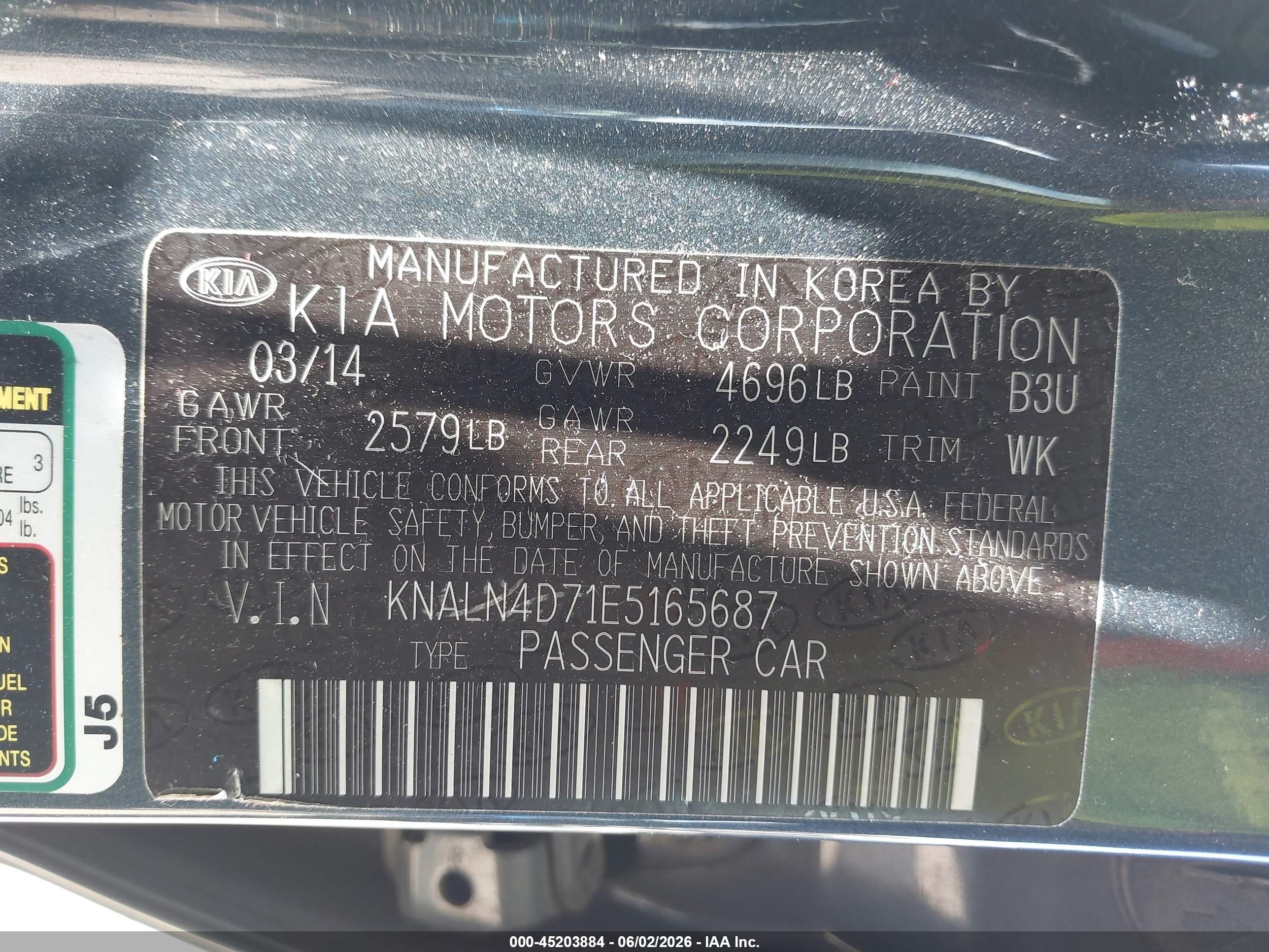 2014 Kia Cadenza Premium Dark Blue vin: KNALN4D71E5165687