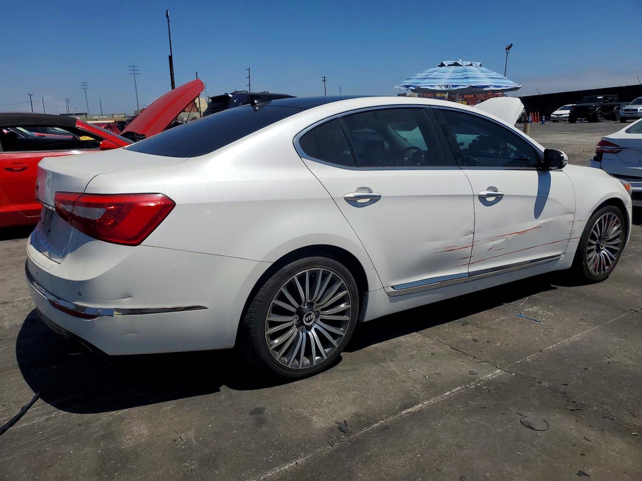 2014 Kia Cadenza Premium White vin: KNALN4D75E5131588
