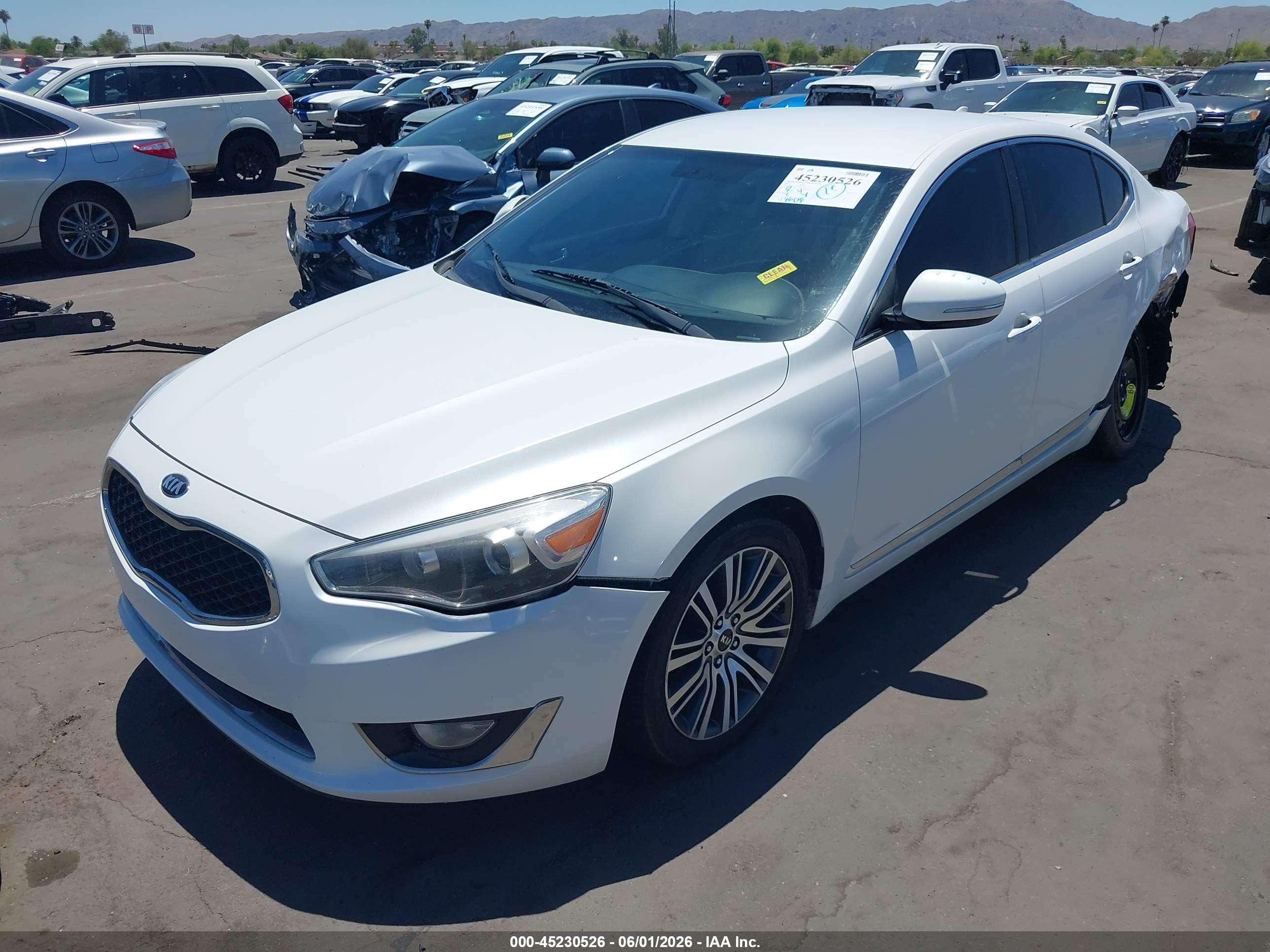 2014 Kia Cadenza Premium White vin: KNALN4D75E5152781