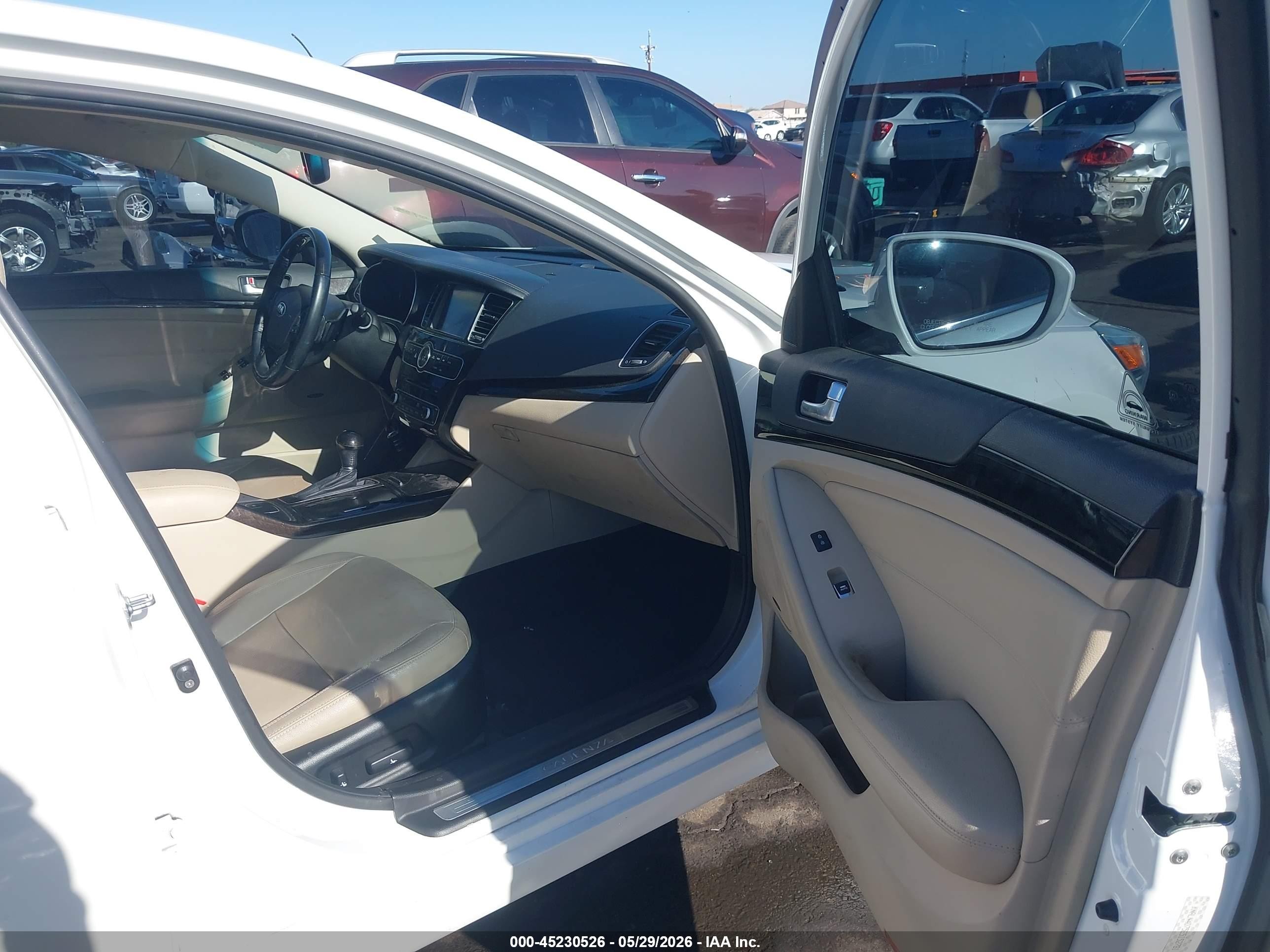 2014 Kia Cadenza Premium White vin: KNALN4D75E5152781