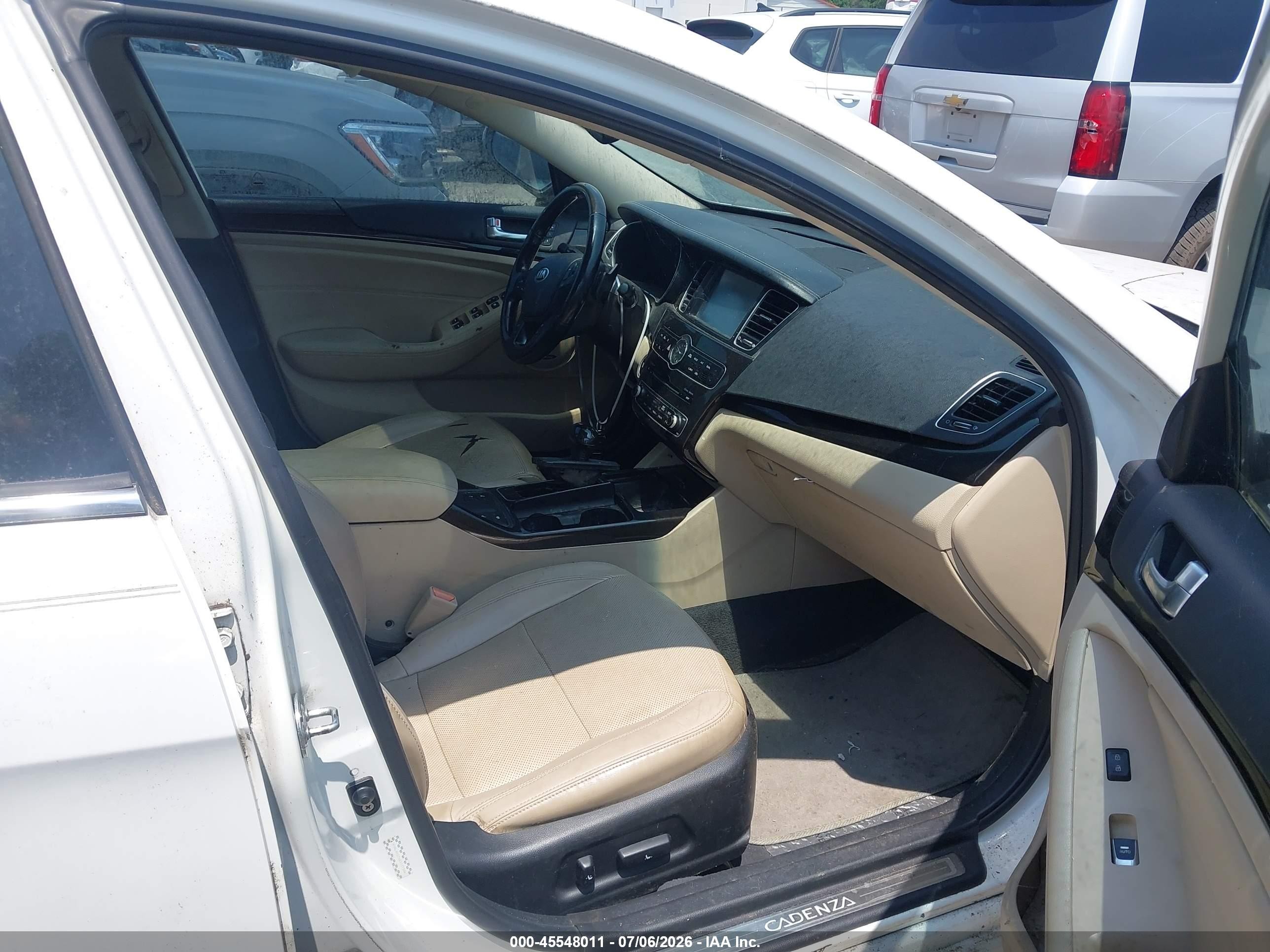 2014 Kia Cadenza Premium White vin: KNALN4D76E5121586