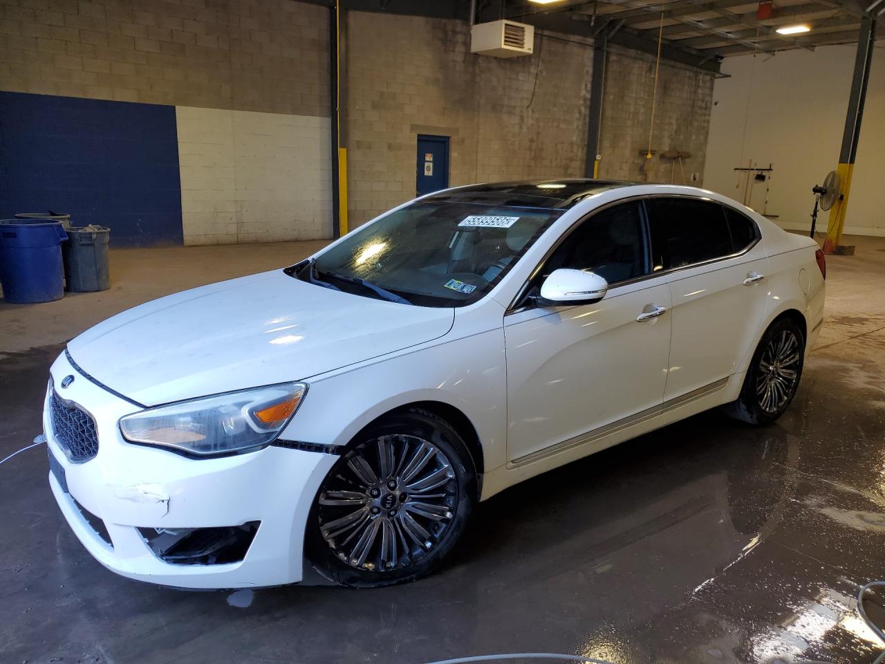 2014 Kia Cadenza Limited White vin: KNALN4D76E5149176 Damage: Left Front Tire, Worn, Replacement Required