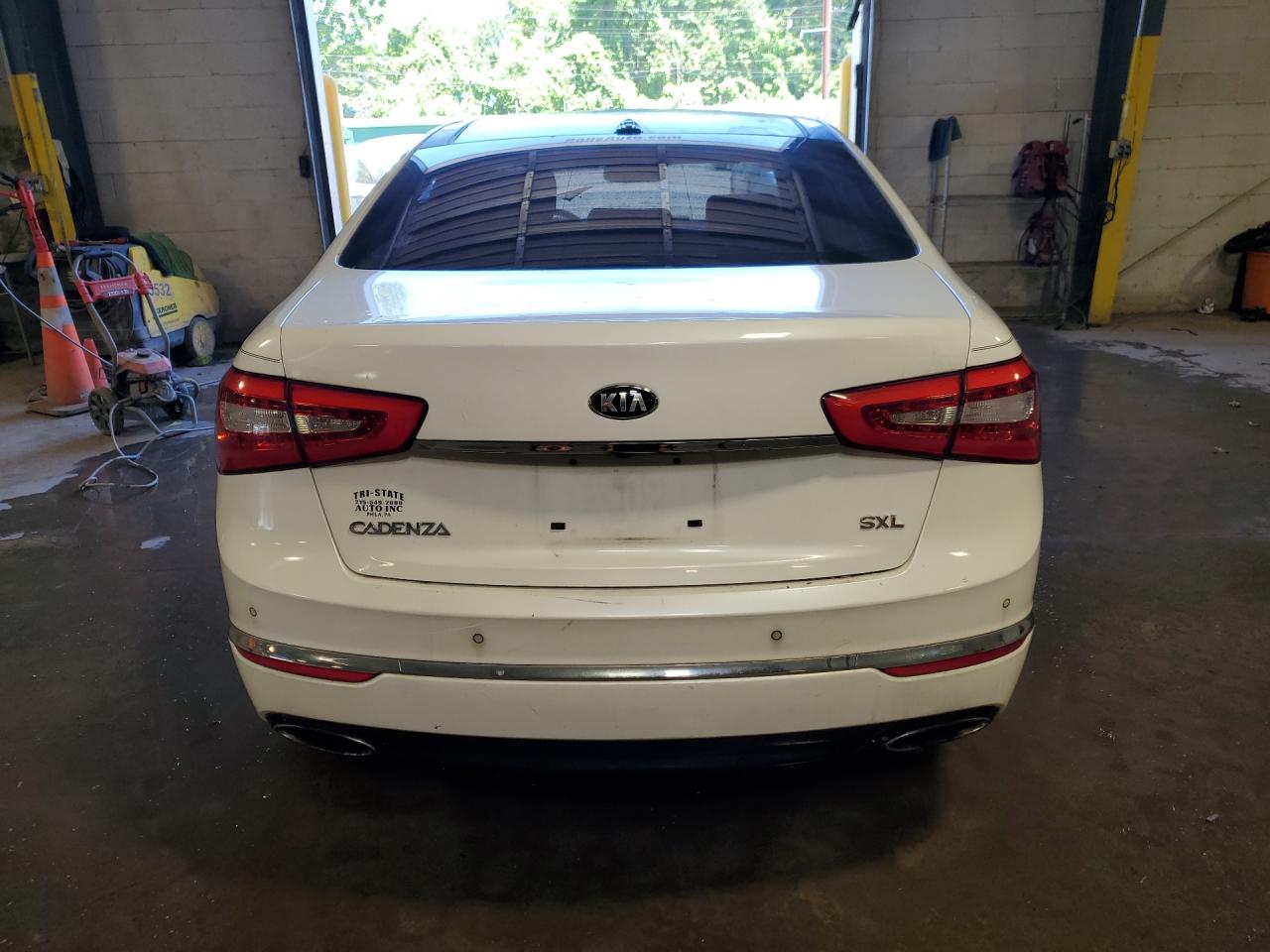 2014 Kia Cadenza Limited White vin: KNALN4D76E5149176 Damage: Rear Bumper, Multiple Scratches Heavy, 2
