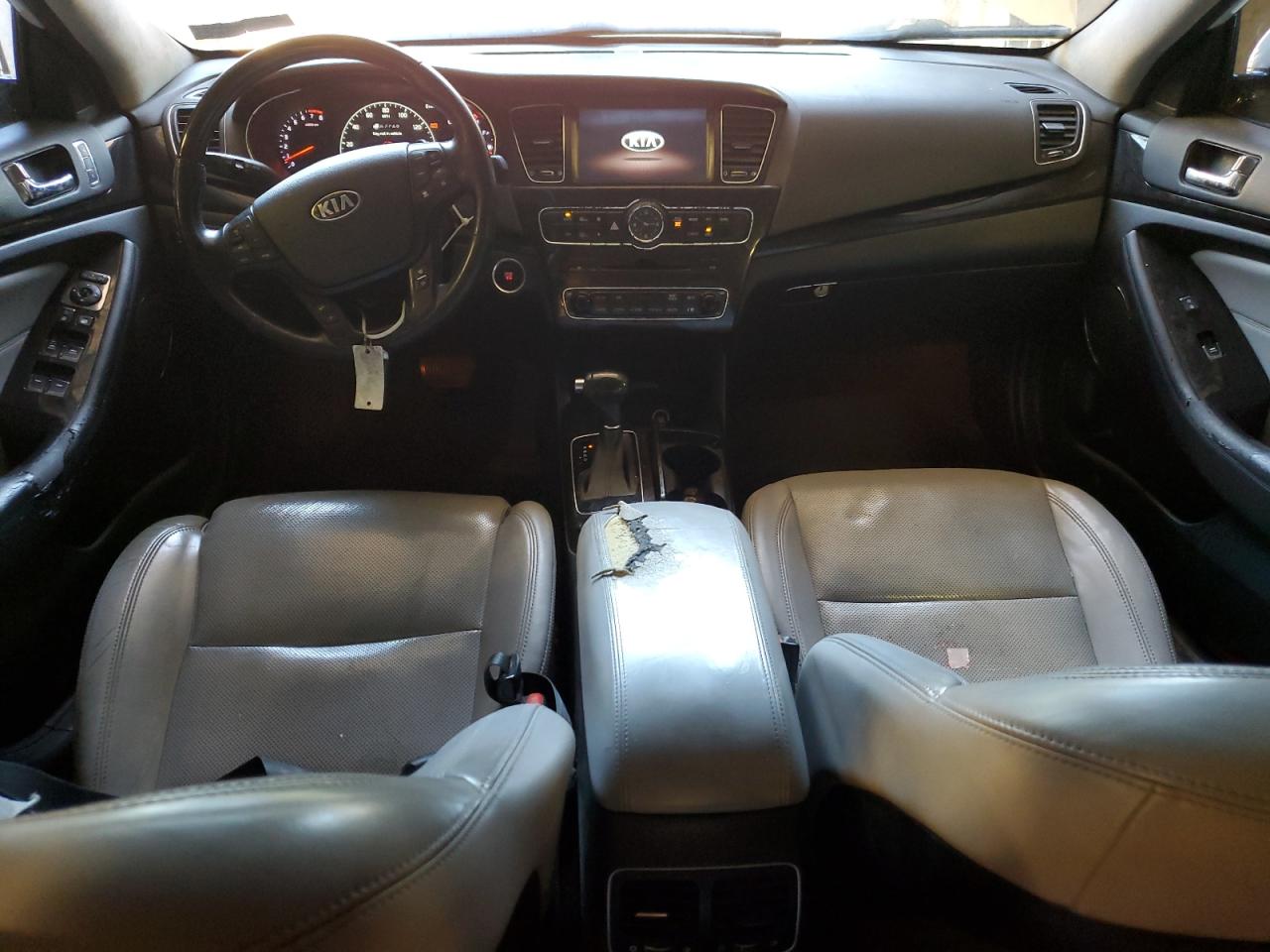2014 Kia Cadenza Limited White vin: KNALN4D76E5149176 Damage: Front Center Armrest, Cut, 5 To 6 Inches