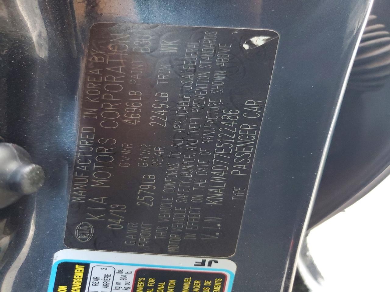 2014 Kia Cadenza Premium Charcoal vin: KNALN4D77E5122486