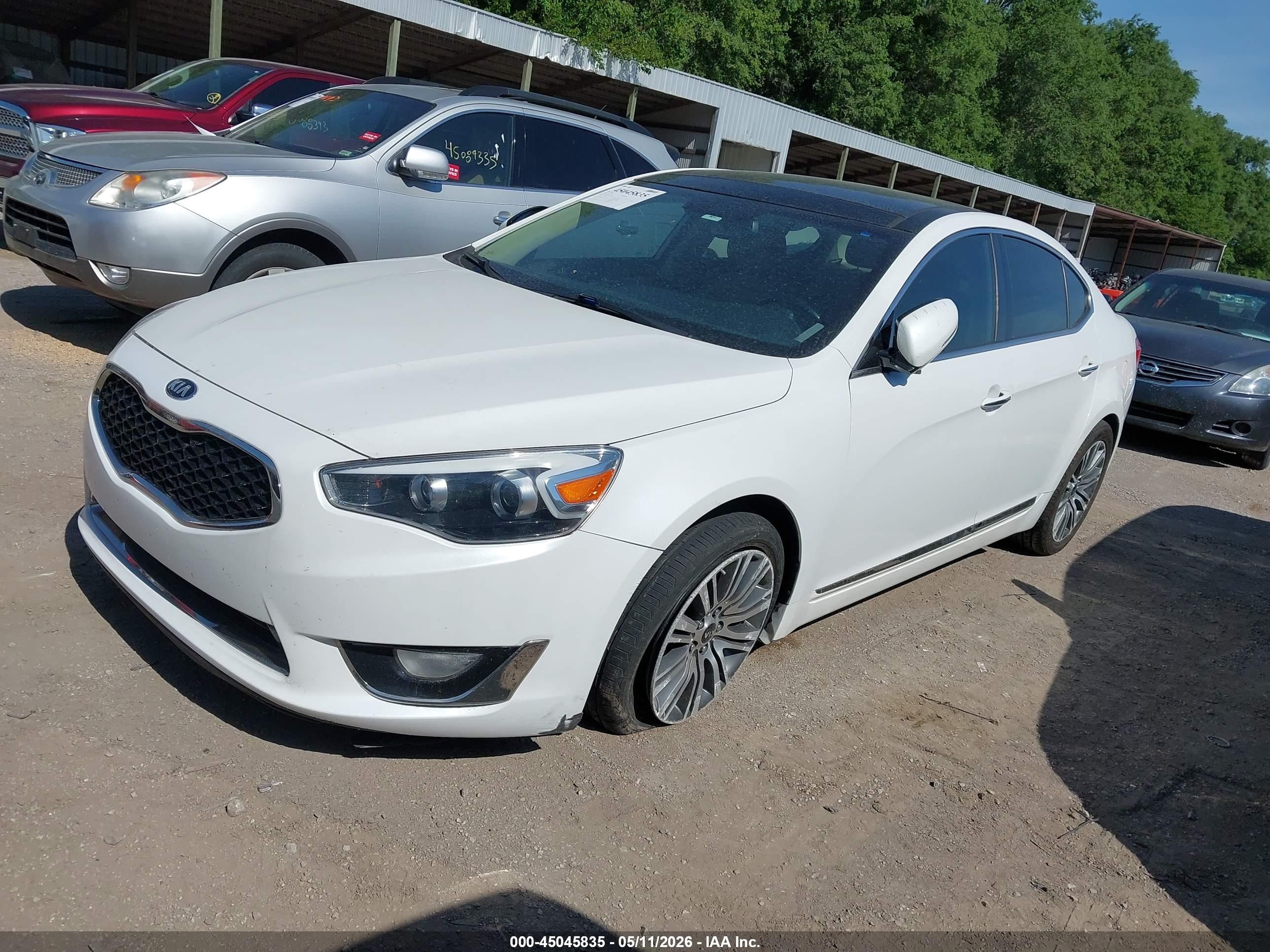 2014 Kia Cadenza Premium White vin: KNALN4D79E5151035