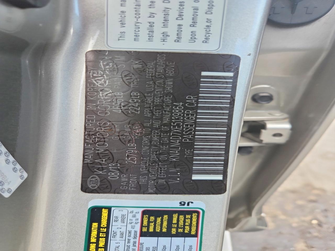 2014 Kia Cadenza Premium Silver vin: KNALN4D7XE5139864
