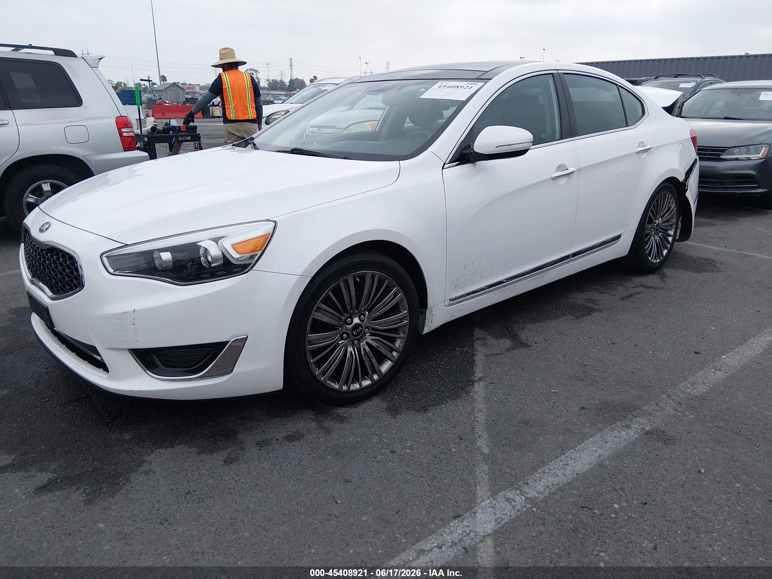 2014 Kia Cadenza Limited White vin: KNALN4D7XE5164571