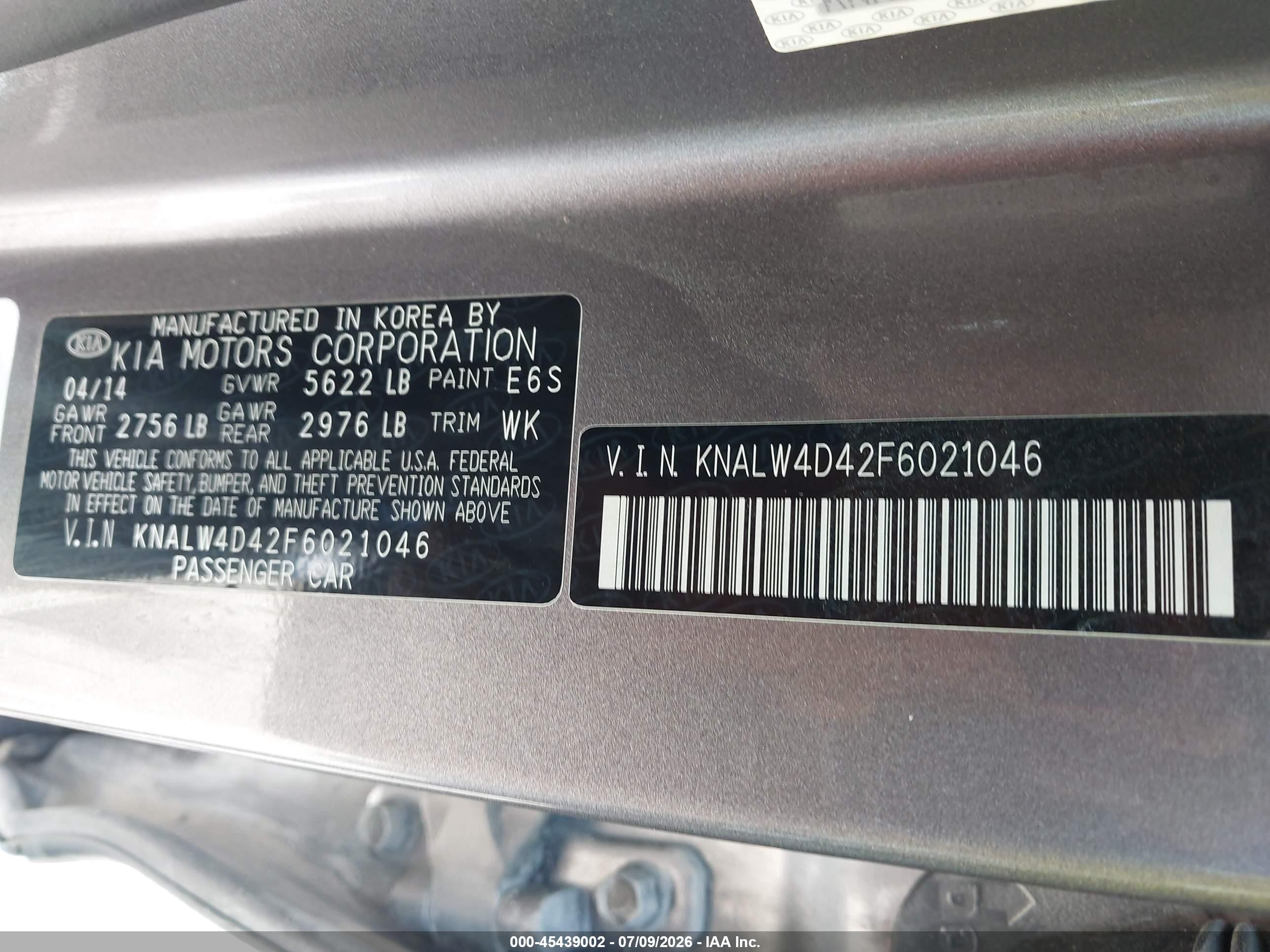 2015 Kia K900 Luxury Gray vin: KNALW4D42F6021046