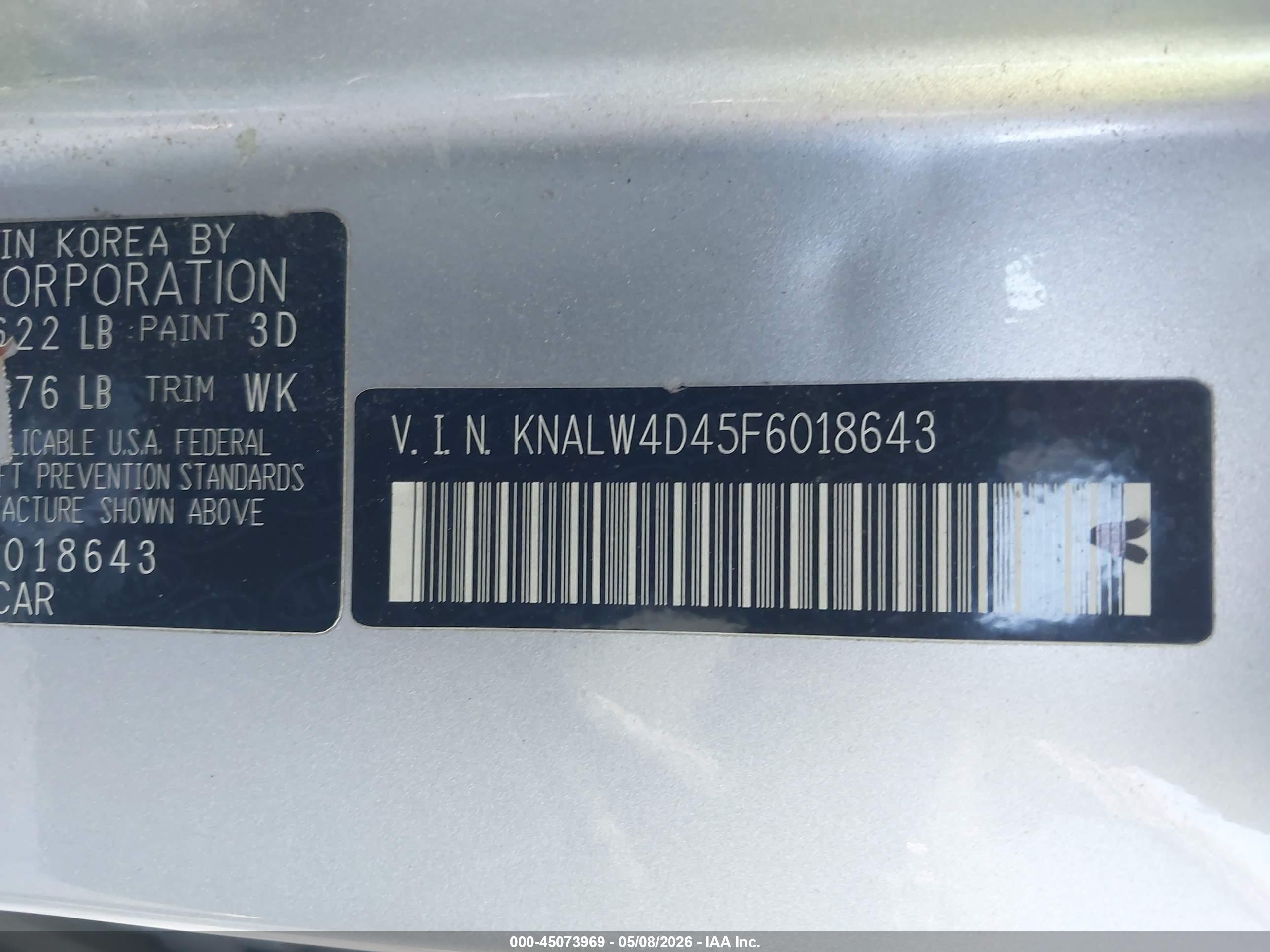 2015 Kia K900 Luxury Silver vin: KNALW4D45F6018643