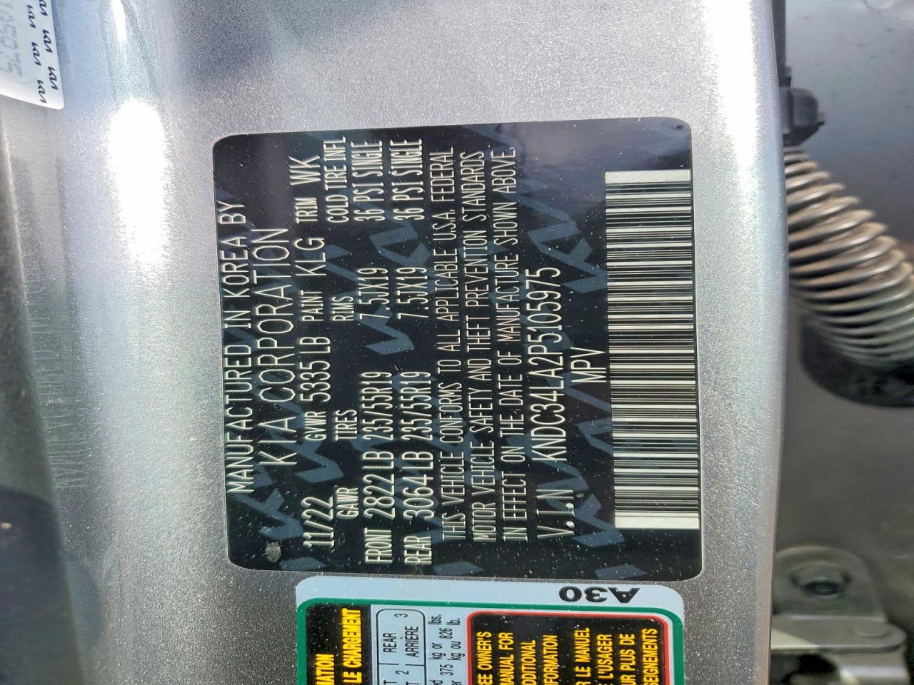 2023 Kia Ev6 Wind Gray vin: KNDC34LA2P5105975