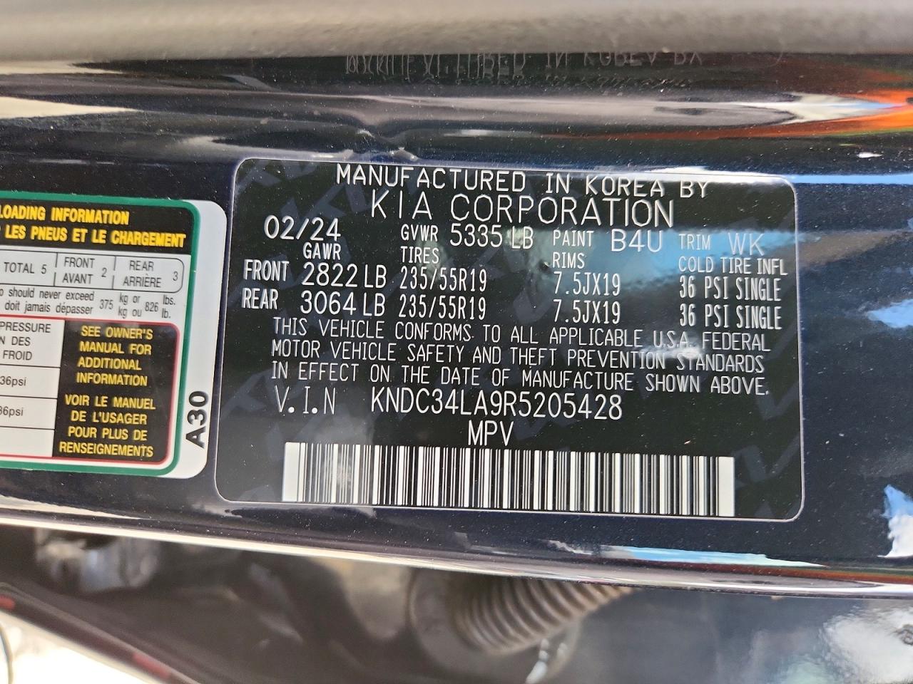 2024 Kia Ev6 Wind Blue vin: KNDC34LA9R5205428