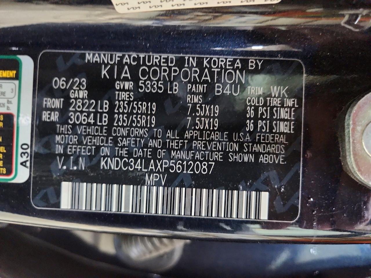 2023 Kia Ev6 Wind Blue vin: KNDC34LAXP5612087
