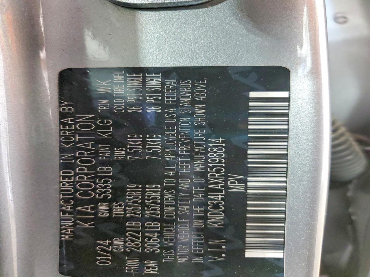 2024 Kia Ev6 Wind Gray vin: KNDC34LAXR5198814