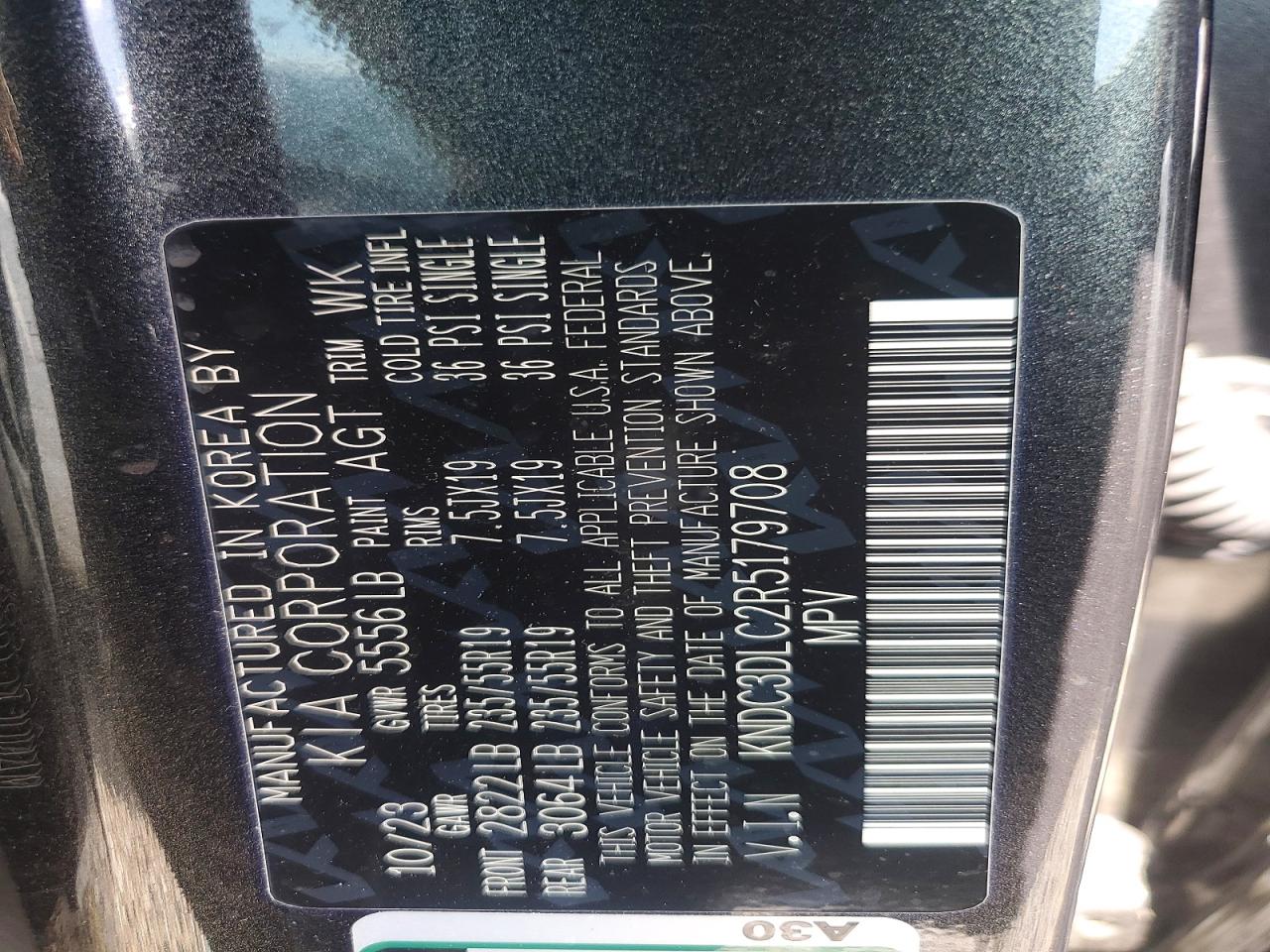 2024 Kia Ev6 Light Long Range Угольный vin: KNDC3DLC2R5179708