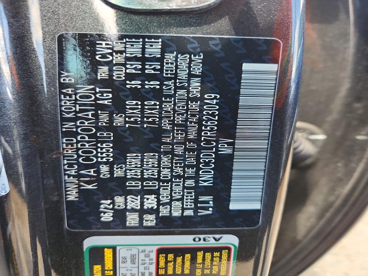 2024 Kia Ev6 Wind Charcoal vin: KNDC3DLC7R5623049
