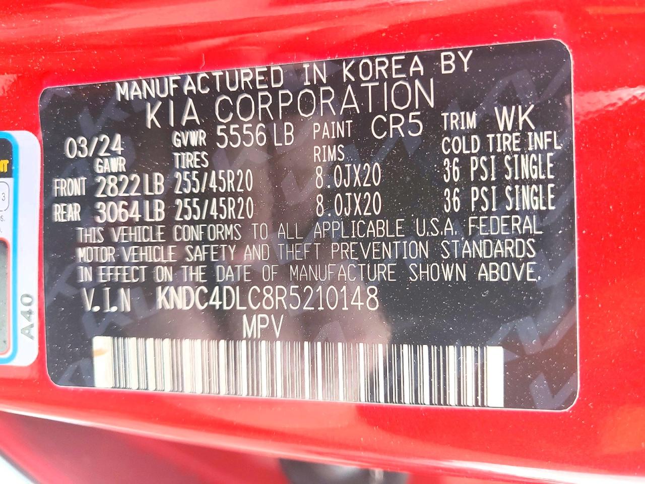 2024 Kia Ev6 Gt Line Red vin: KNDC4DLC8R5210148