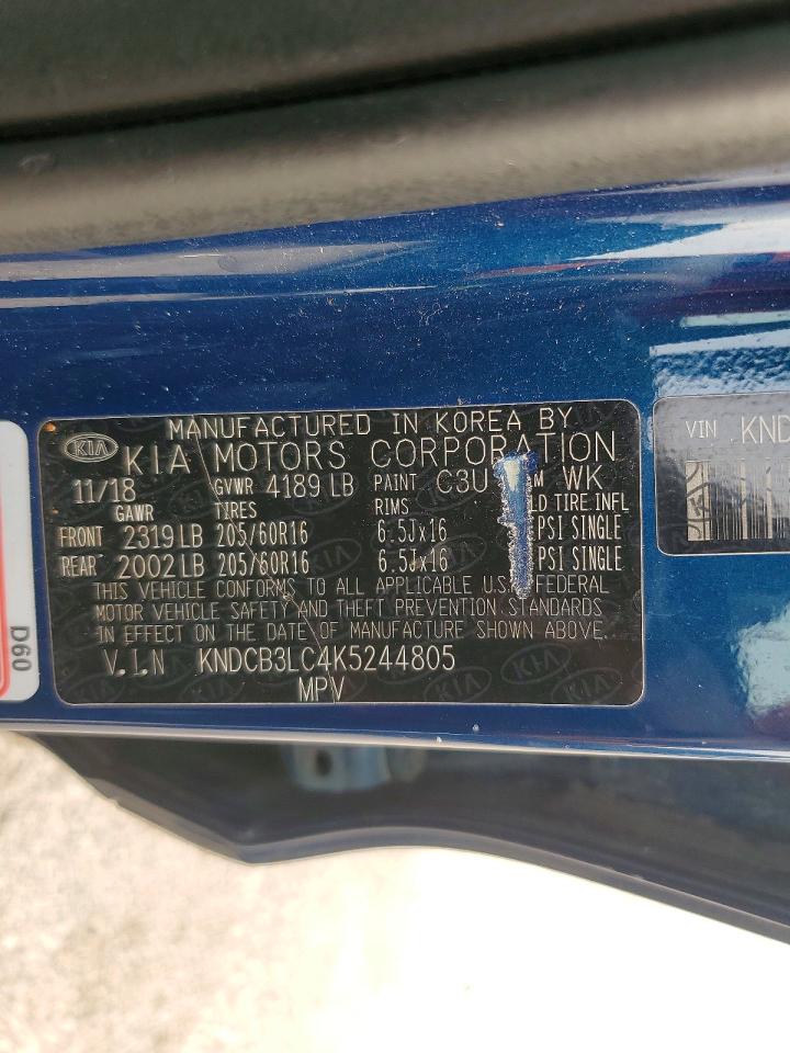 2019 Kia Niro Lx Blue vin: KNDCB3LC4K5244805