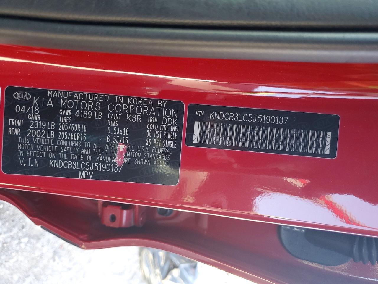 2018 Kia Niro Lx Red vin: KNDCB3LC5J5190137