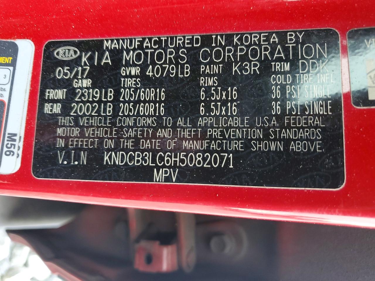2017 Kia Niro Fe Red vin: KNDCB3LC6H5082071