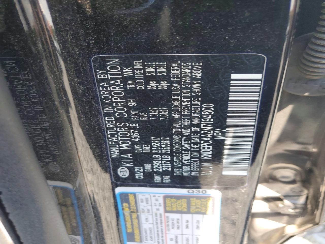 2021 Kia Seltos Черный vin: KNDEPCAA2M7194800