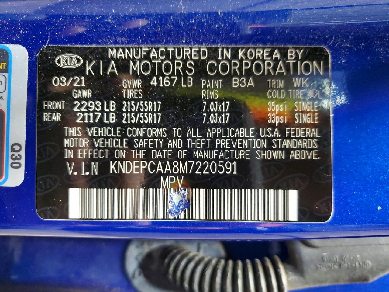 2021 Kia Seltos Lx Blue vin: KNDEPCAA8M7220591