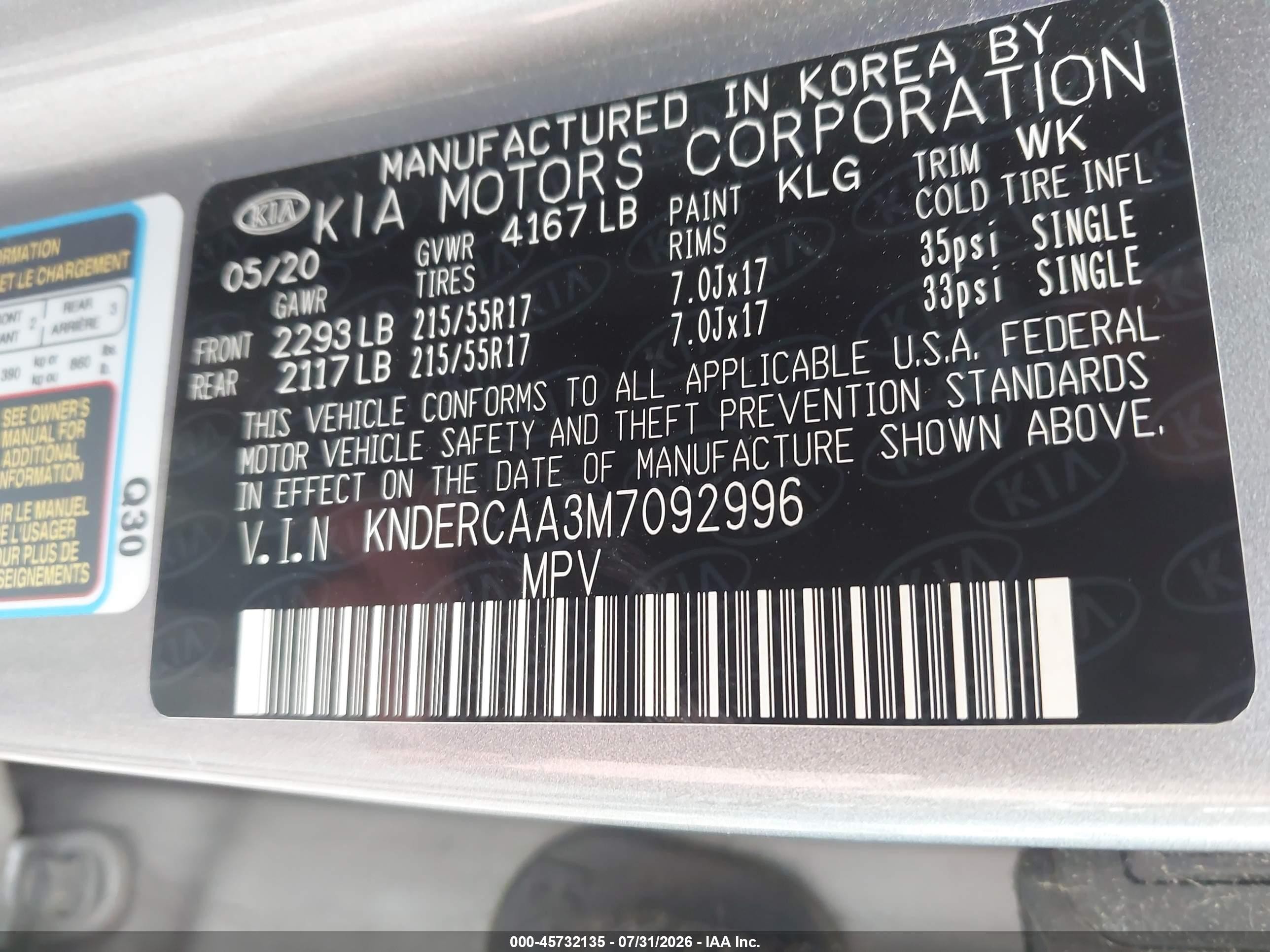 2021 Kia Seltos Ex White vin: KNDERCAA3M7092996
