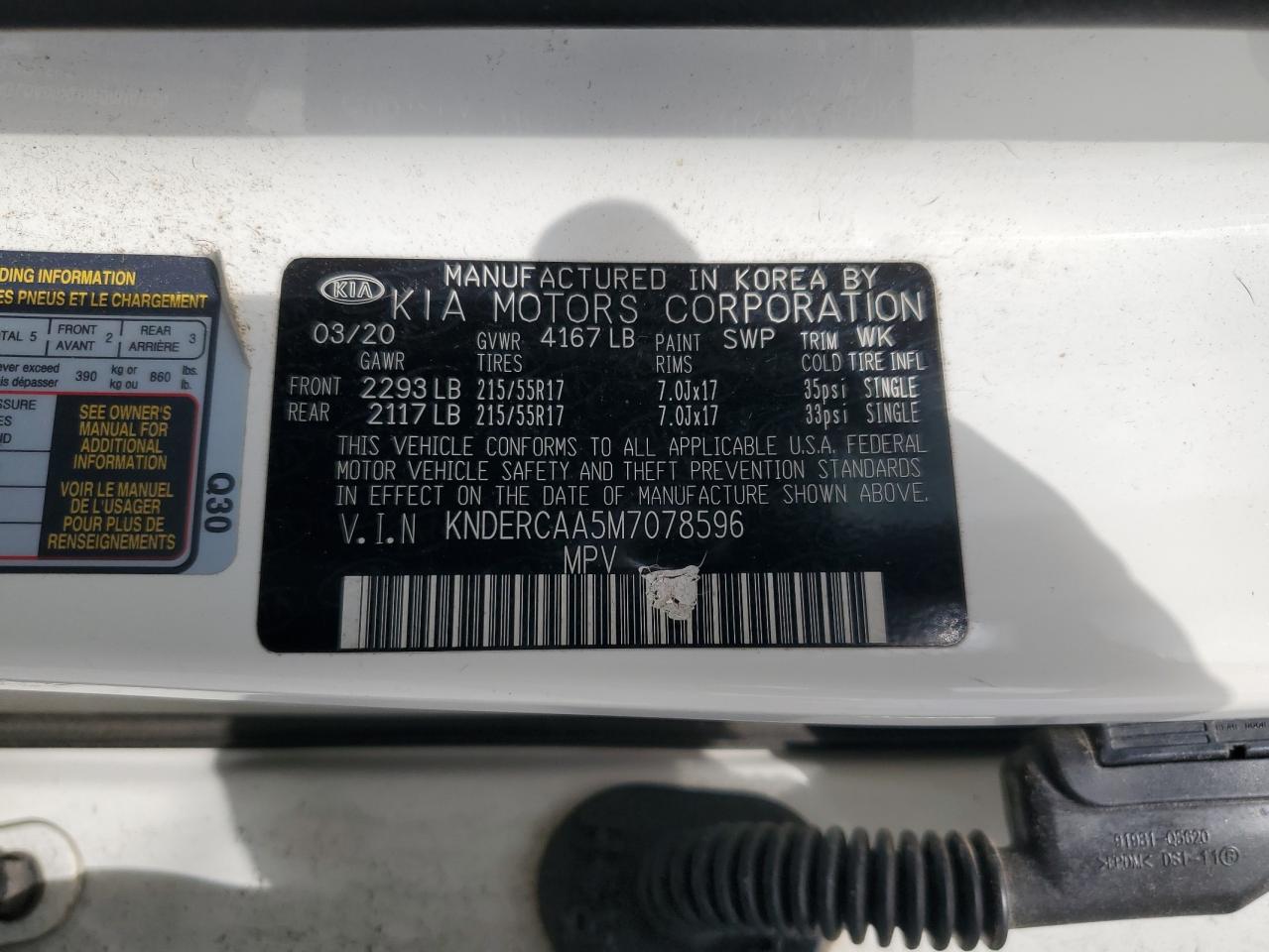 2021 Kia Seltos Ex White vin: KNDERCAA5M7078596