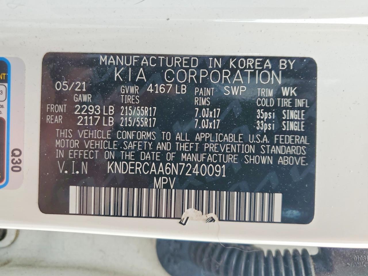 2022 Kia Seltos Ex White vin: KNDERCAA6N7240091