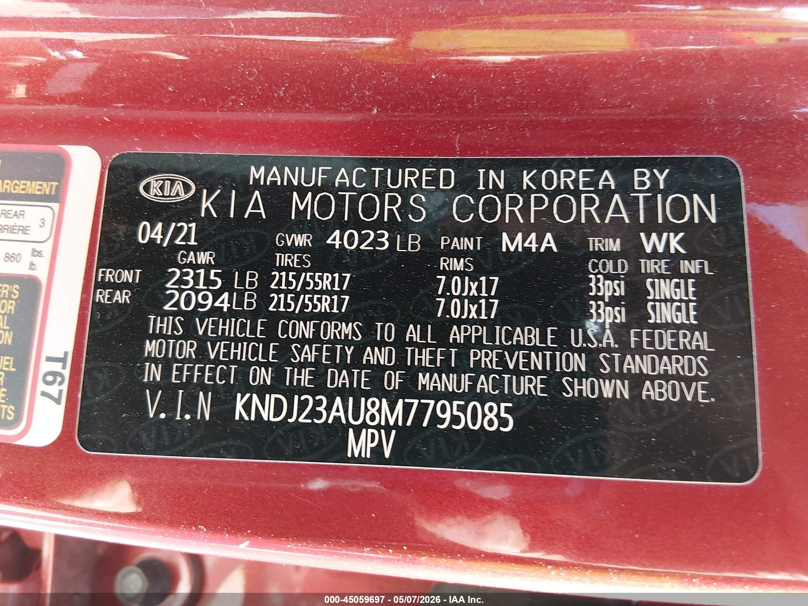 2021 Kia Soul S Orange vin: KNDJ23AU8M7795085