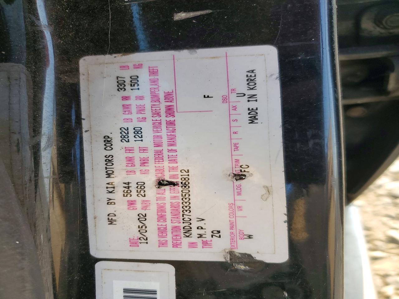 2003 Kia Sorento Lx Black vin: KNDJC733335086812