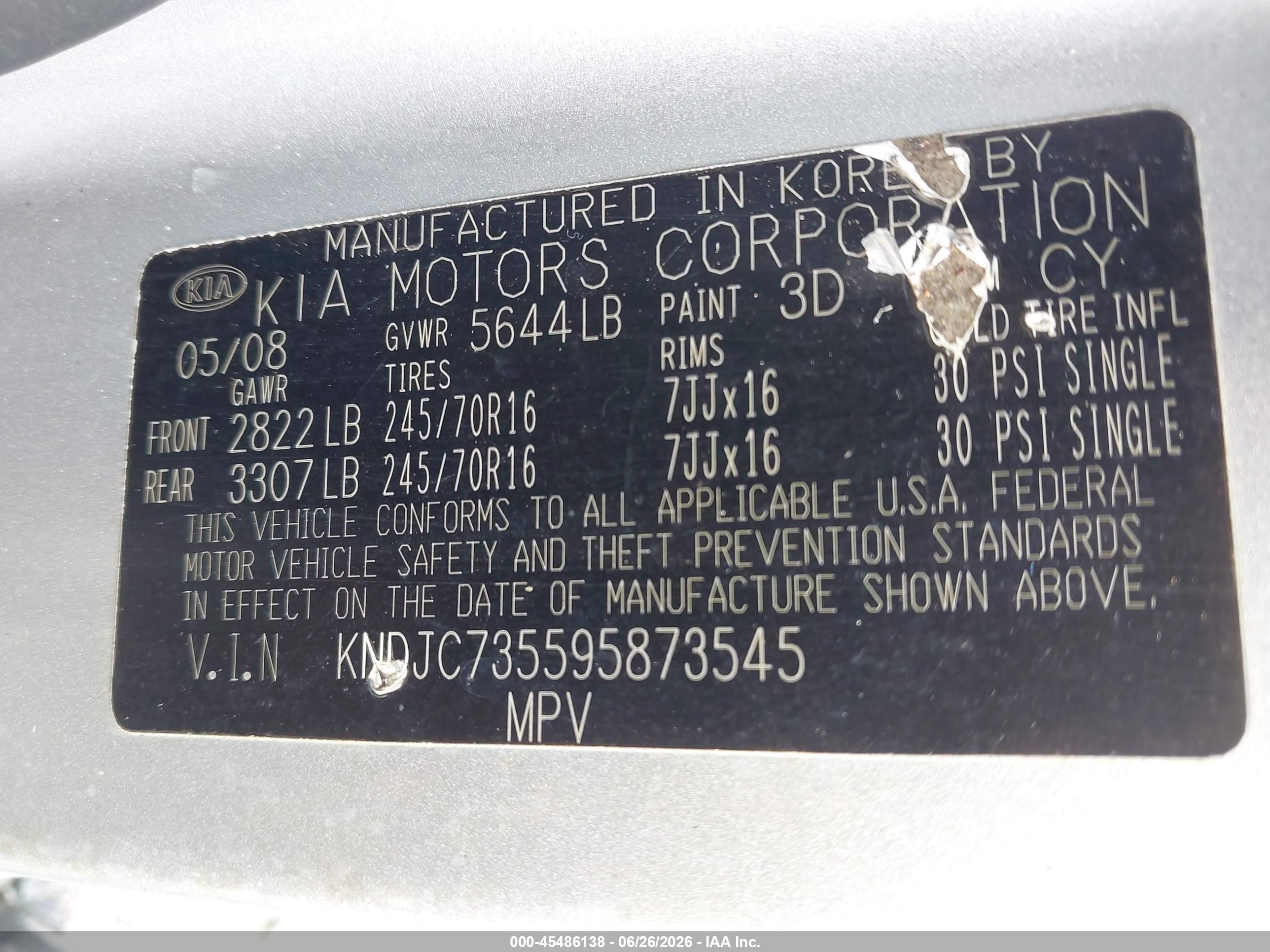 2009 Kia Sorento Lx Silver vin: KNDJC735595873545