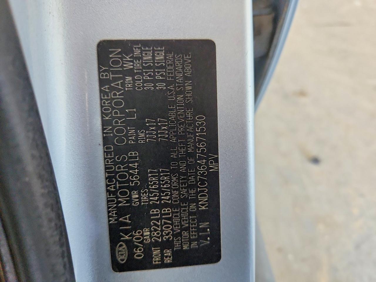 2007 Kia Sorento Lx Silver vin: KNDJC736475671530