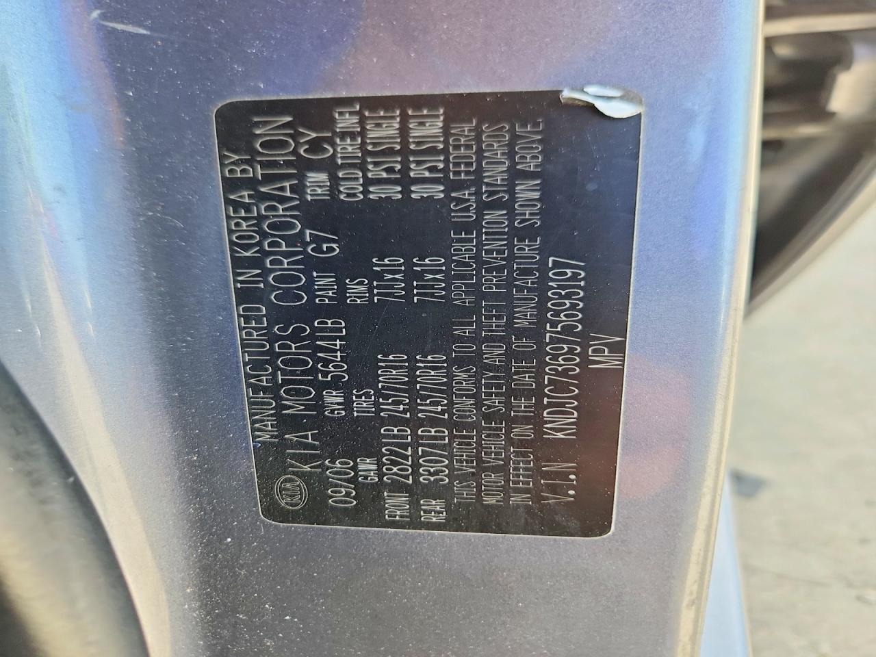 2007 Kia Sorento Lx Gray vin: KNDJC736975693197