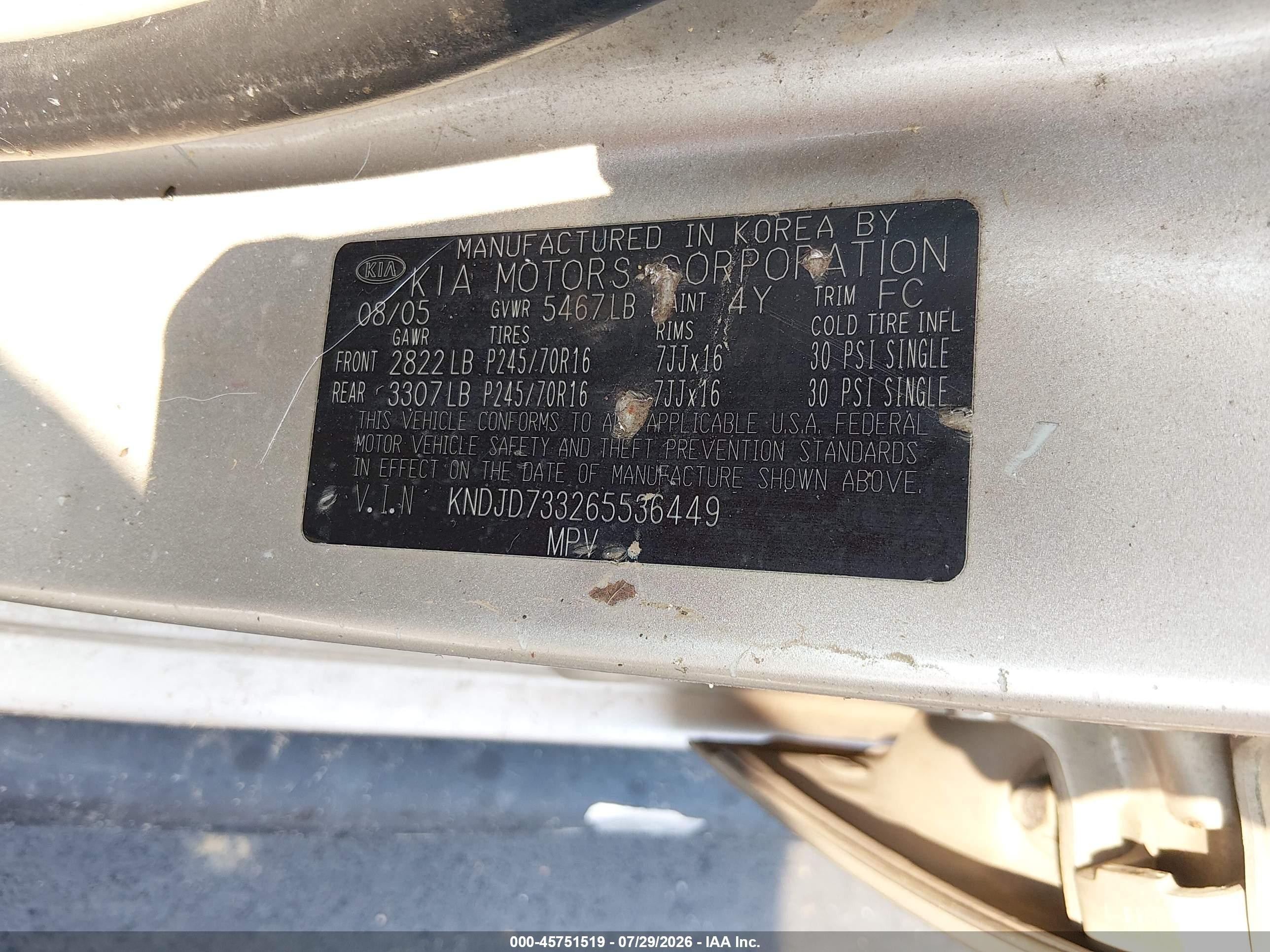 2006 Kia Sorento Ex/lx Gold vin: KNDJD733265536449